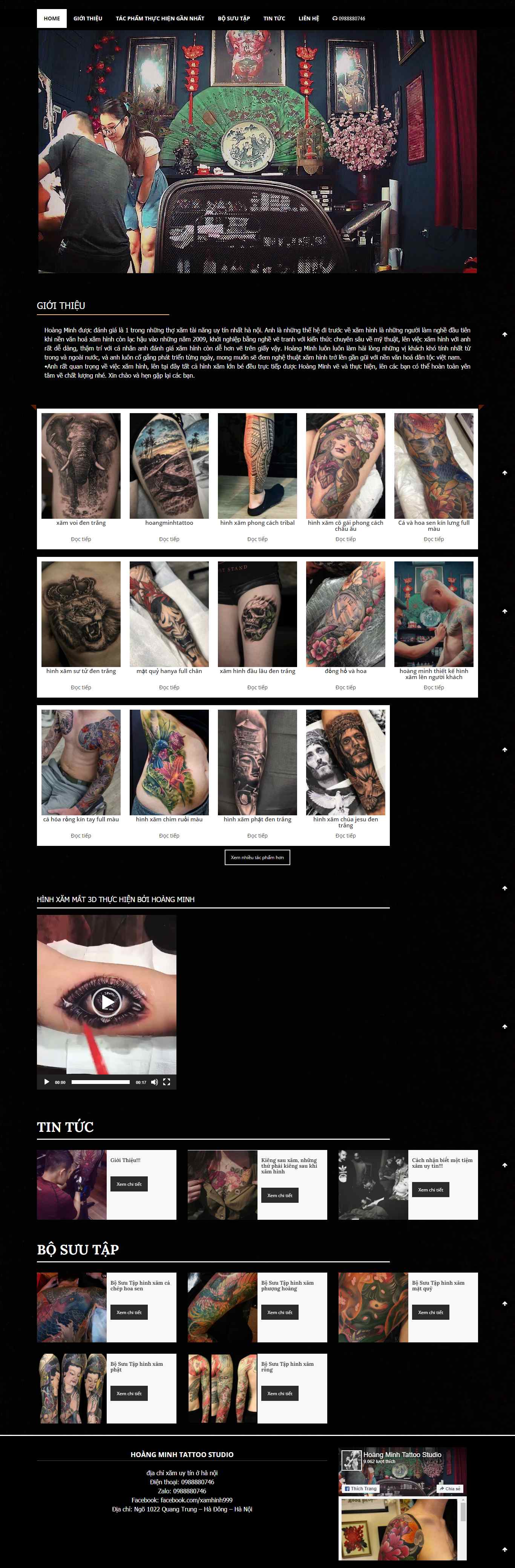 Thiết kế Website web săm hình nghệ thuật - hoangminhtattoocom