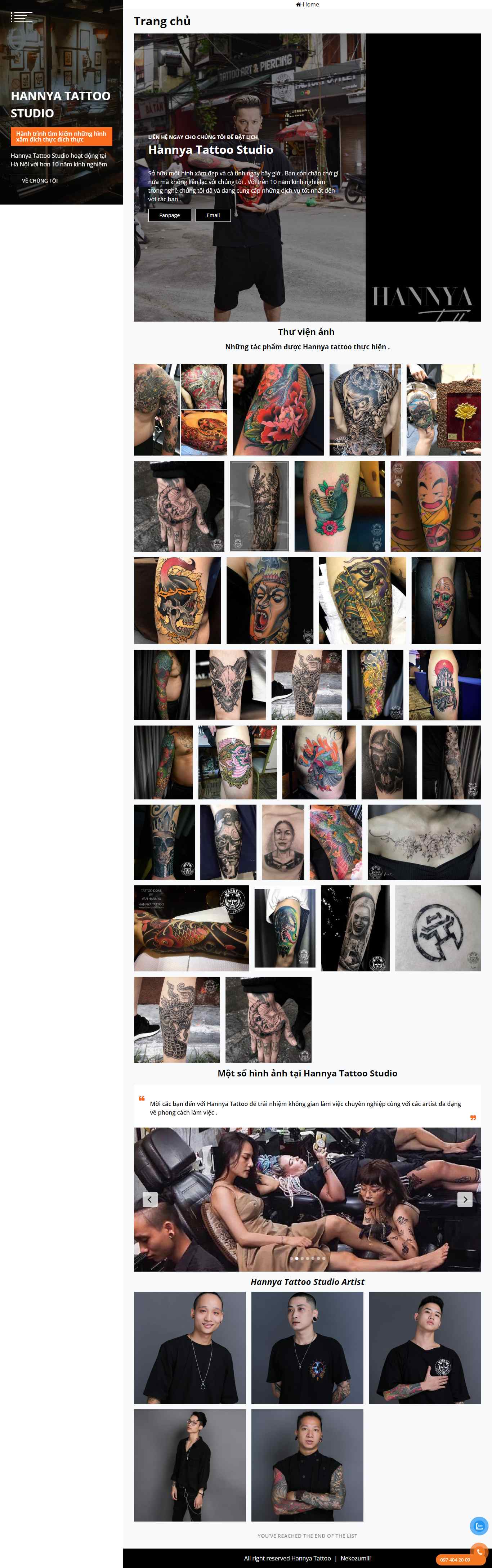 Thiết kế Website web săm hình nghệ thuật - hannyatattoovn