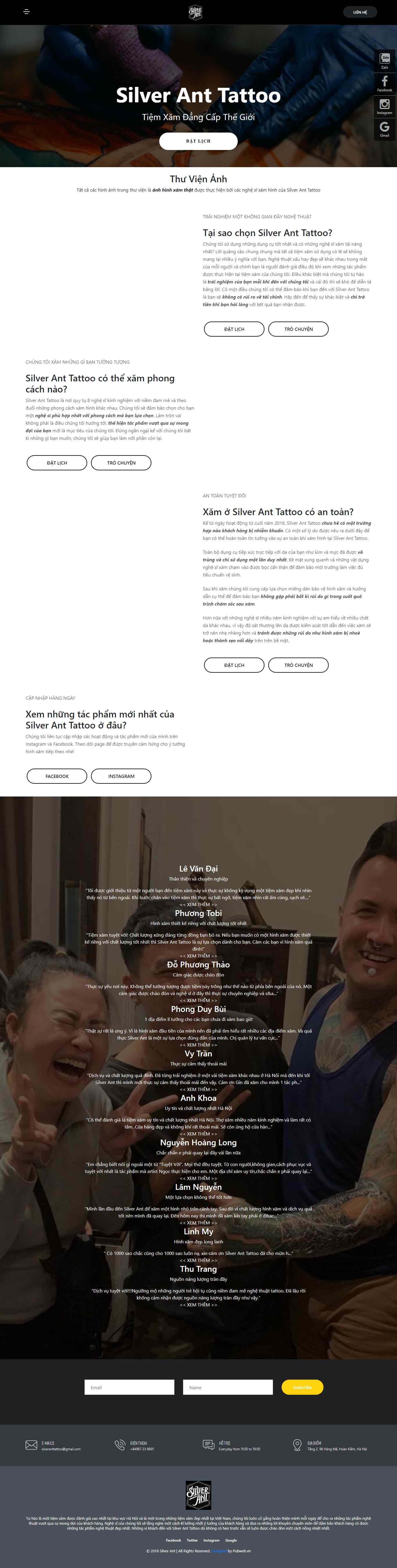 Thiết kế Website web săm hình nghệ thuật - silveranttattoocom