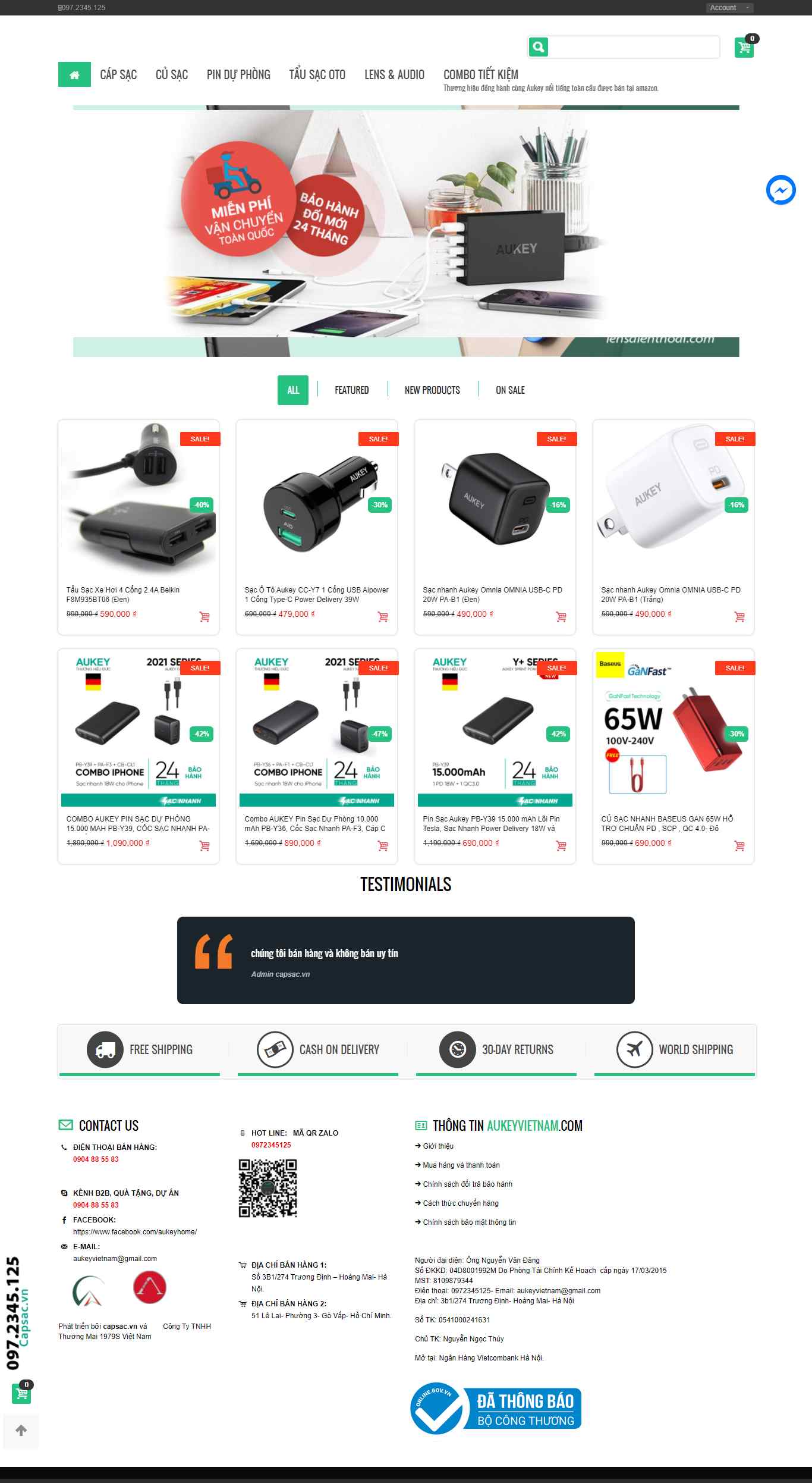 Thiết kế Website web sạc dự phòng - aukeyvietnamcom