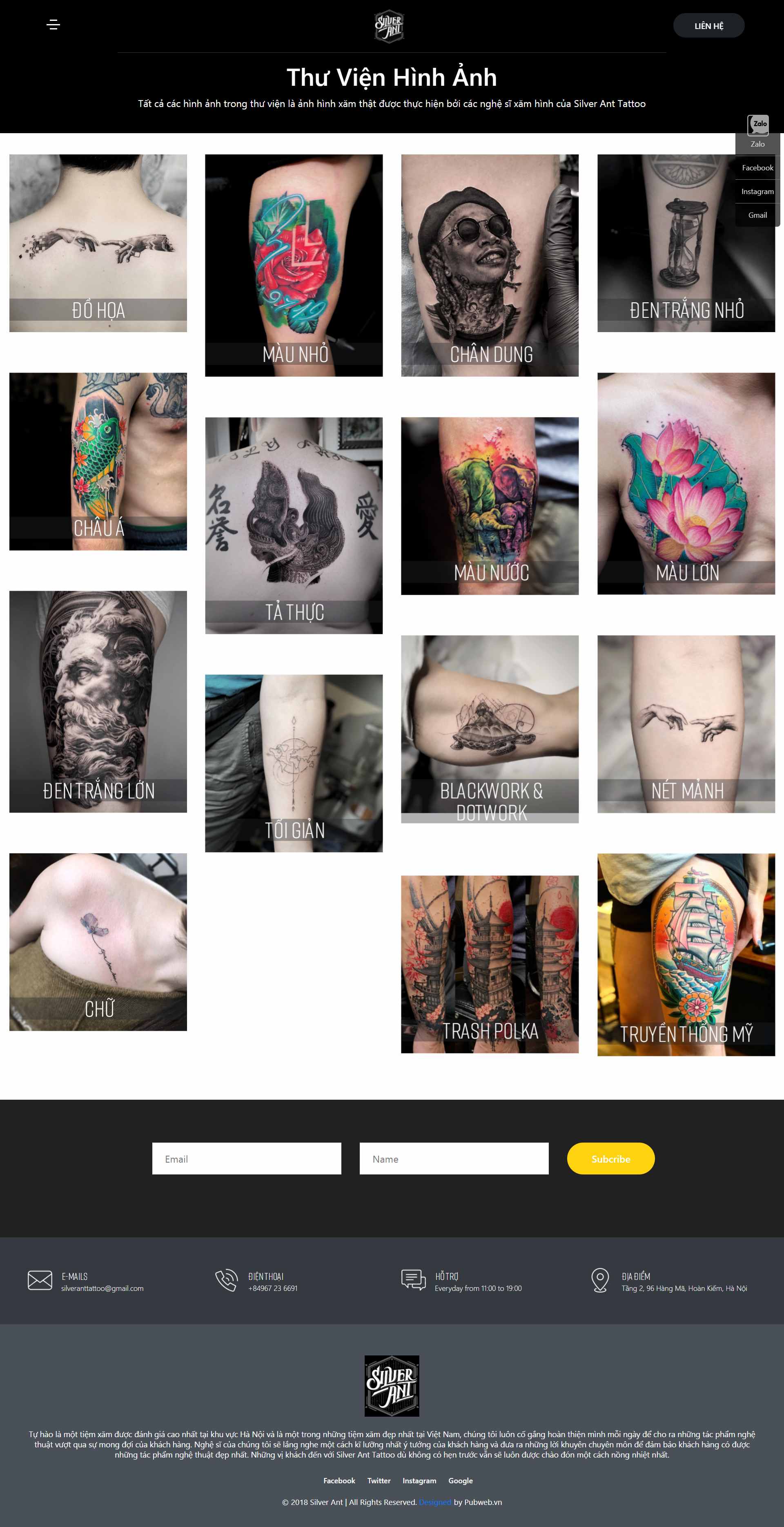 Thiết kế Website web săm hình nghệ thuật - silveranttattoocom