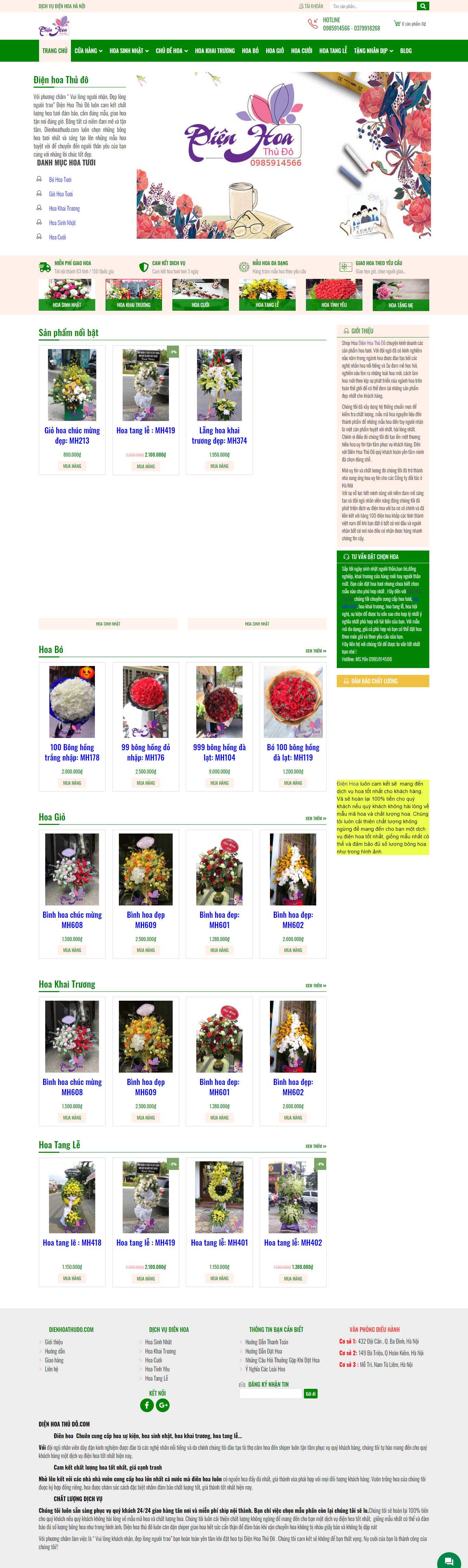 Thiết kế Website web shop hoa tươi - dienhoathudocom