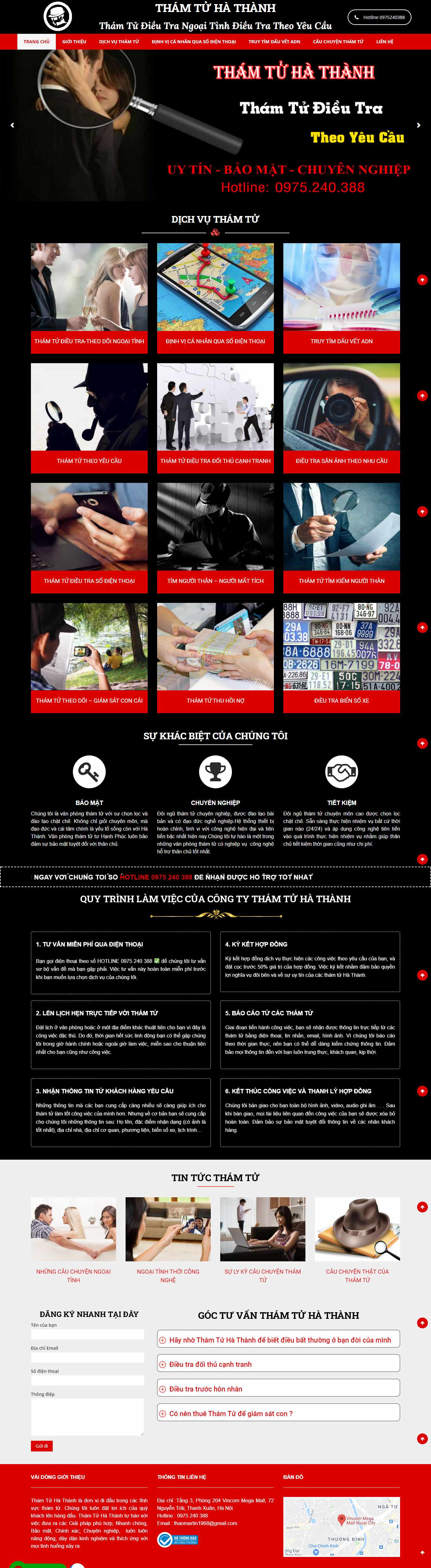 Thiết kế Website web thám tử - thamtuhathanhcom
