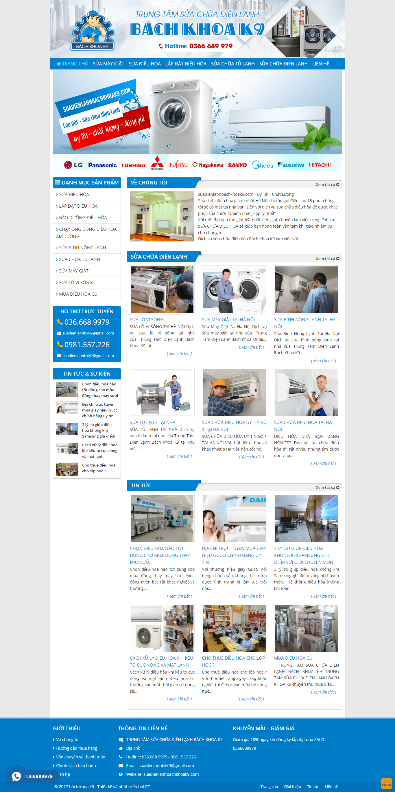 [dienlanhtuanson] Thiết kế Website web lắp đặt điều hòa - suadienlanhbachkhoak9com