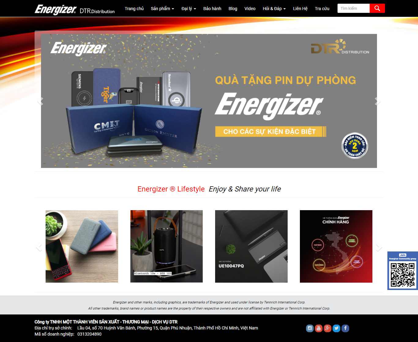 Thiết kế Website web sạc dự phòng điện thoại - energizerdtrvn