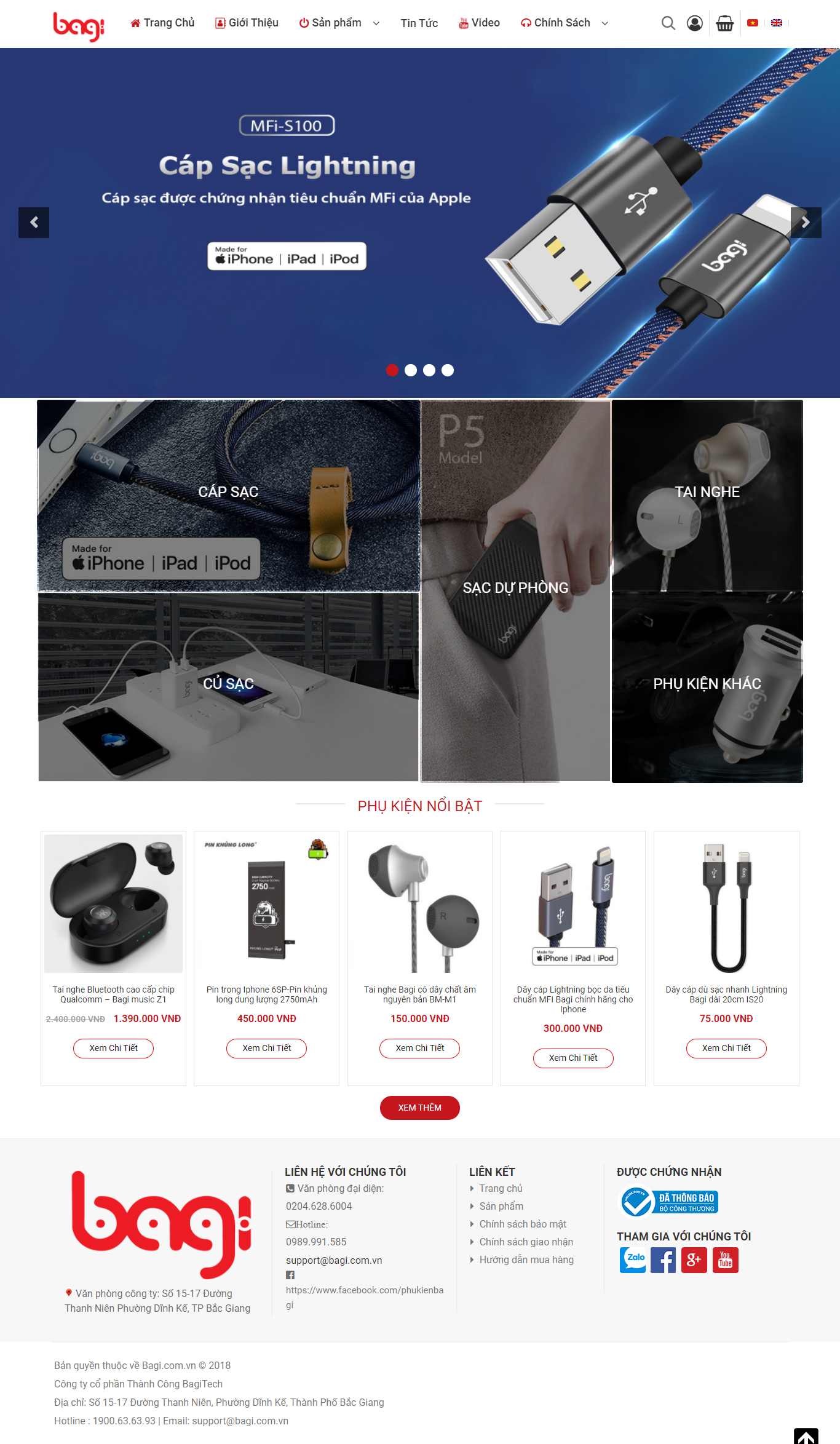 Thiết kế Website web sạc dự phòng điện thoại - bagicomvn