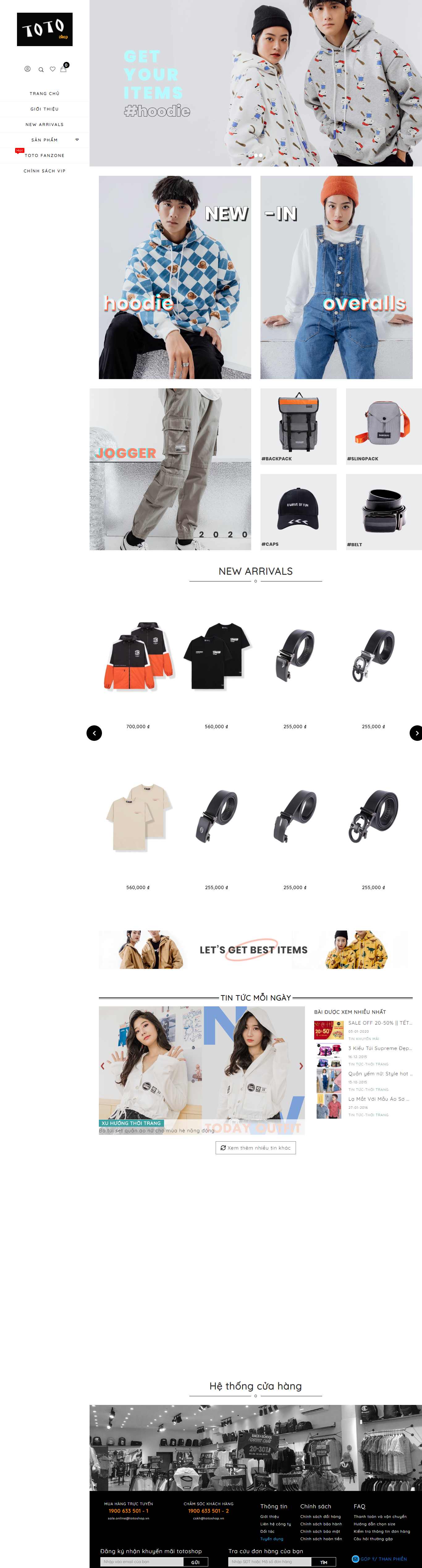 Thiết kế Website web shop quần áo - totoshopvn