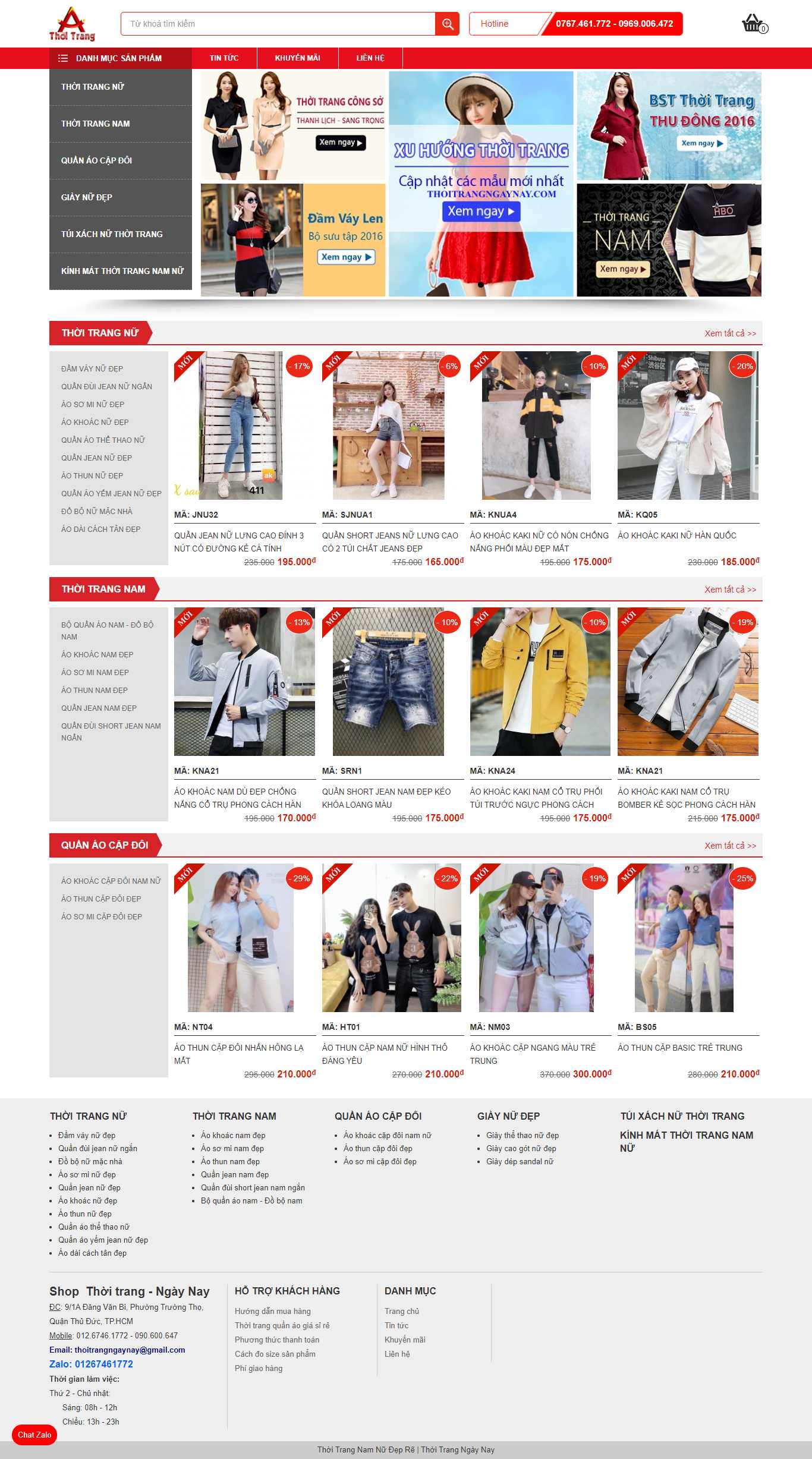 Thiết kế Website web shop quần áo - thoitrangngaynaycom