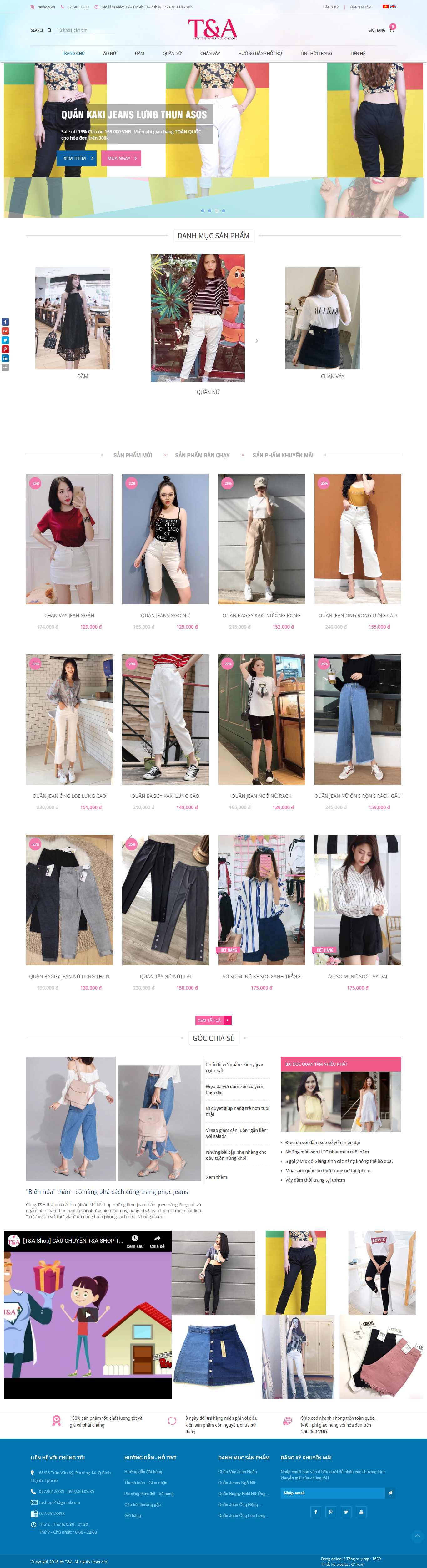 Thiết kế Website web shop quần áo - tashopvn