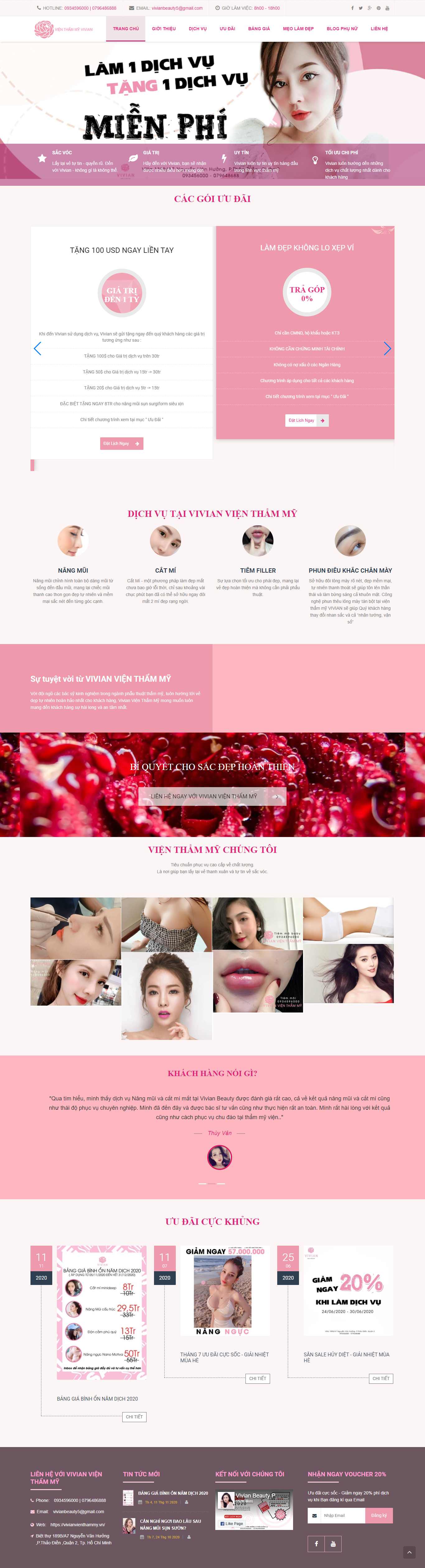 Thiết kế Website web spa nối mi - vivianvienthammyvn