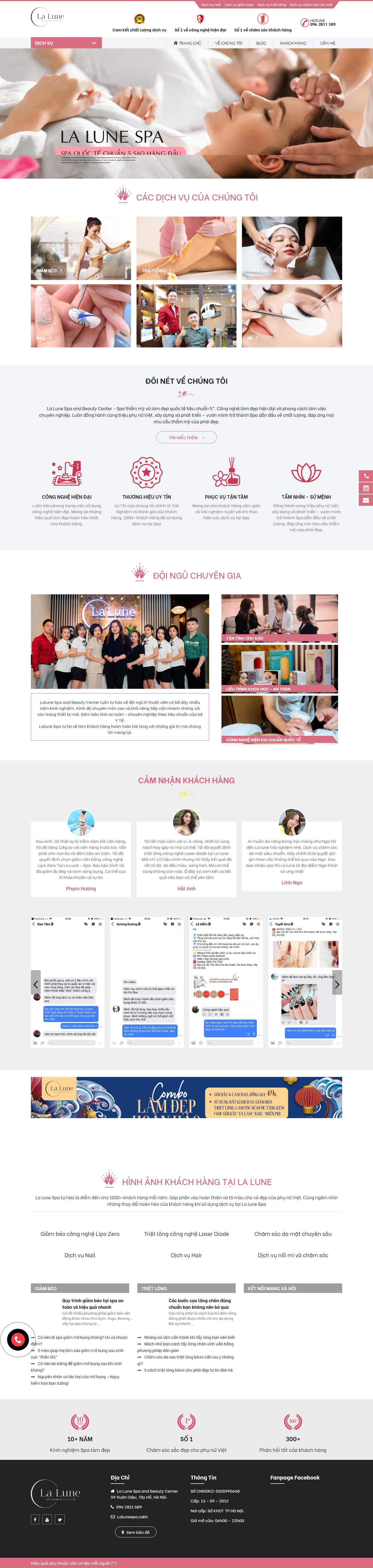 Thiết kế Website web spa nối mi - lalune-spacom