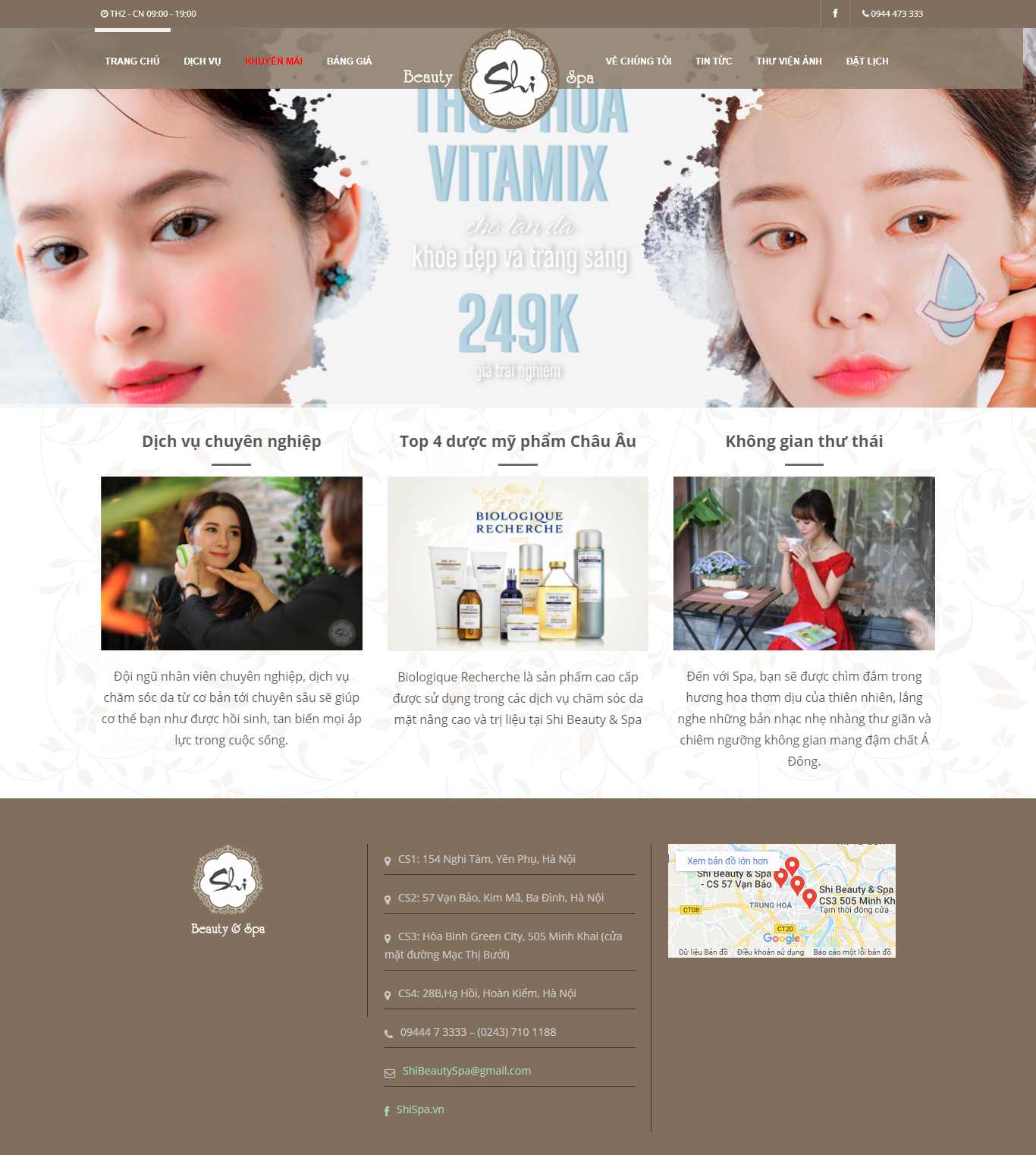 Thiết kế Website web spa nối mi - shispavn