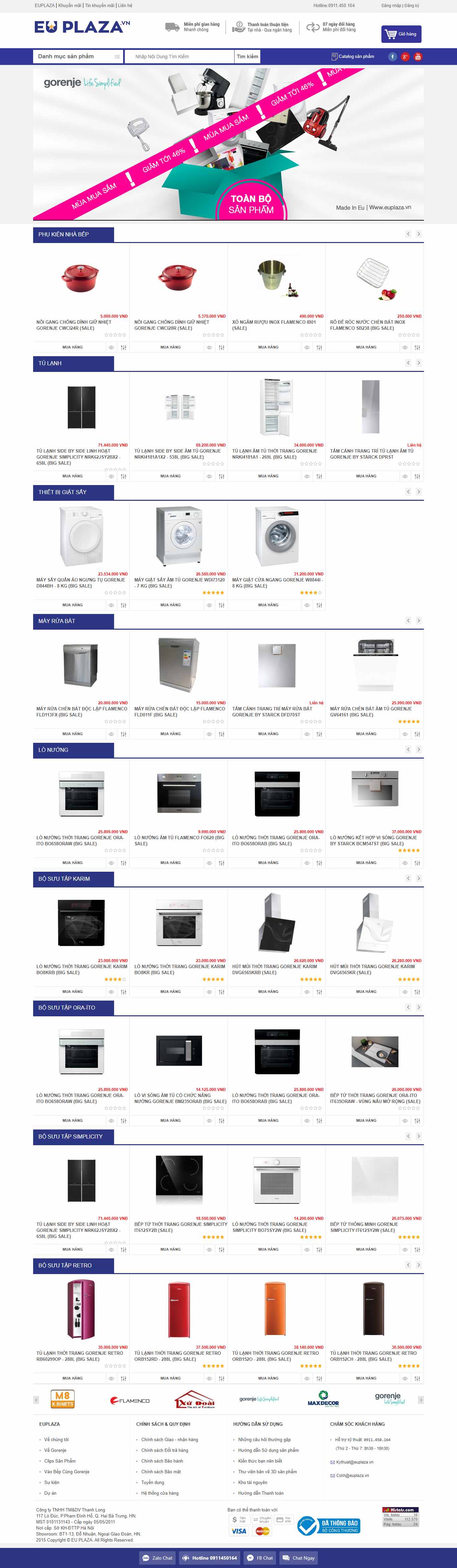 Thiết kế Website web thiết bị nhà bếp - wwweuplazavn