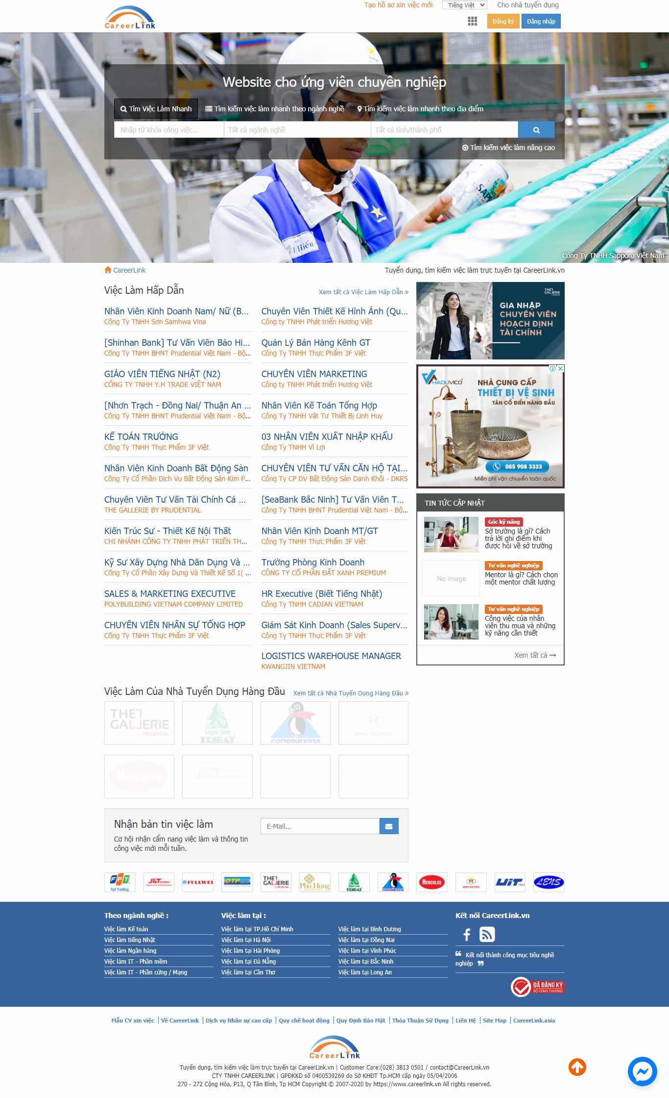 Thiết kế Website web tìm việc nhanh - careerlinkvn