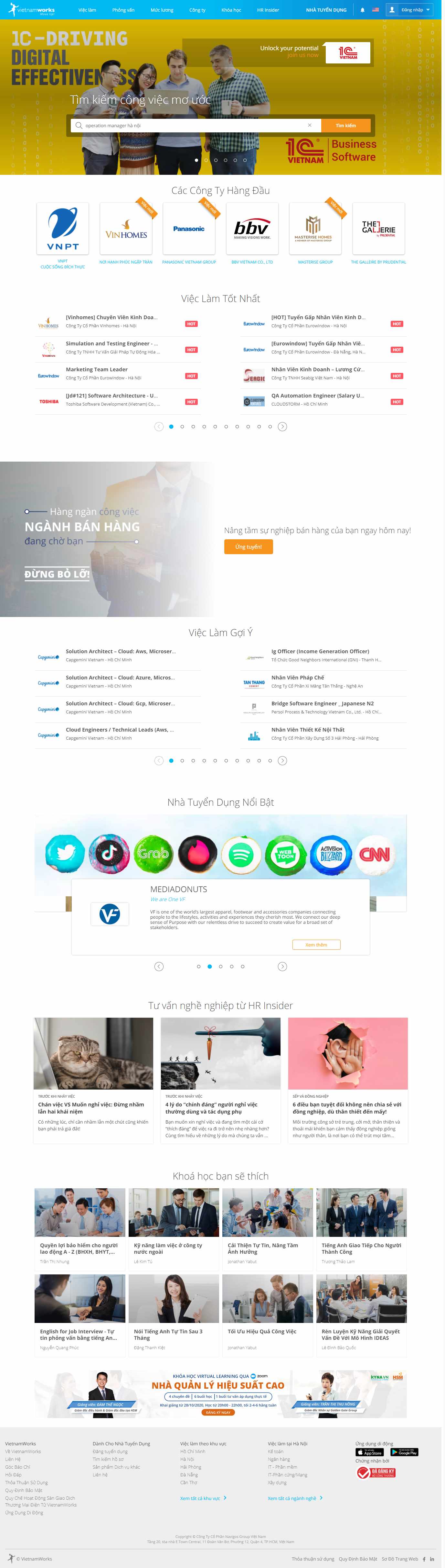Thiết kế Website web tìm việc nhanh - wwwvietnamworkscom