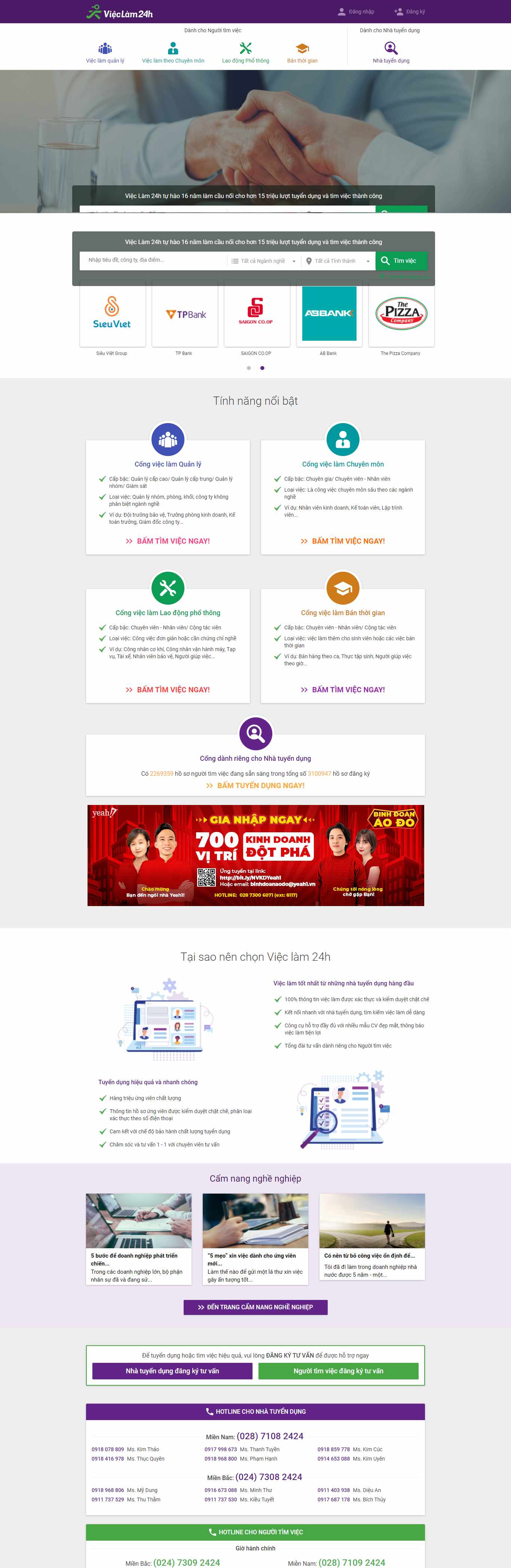 Thiết kế Website web tìm việc nhanh - vieclam24hvn