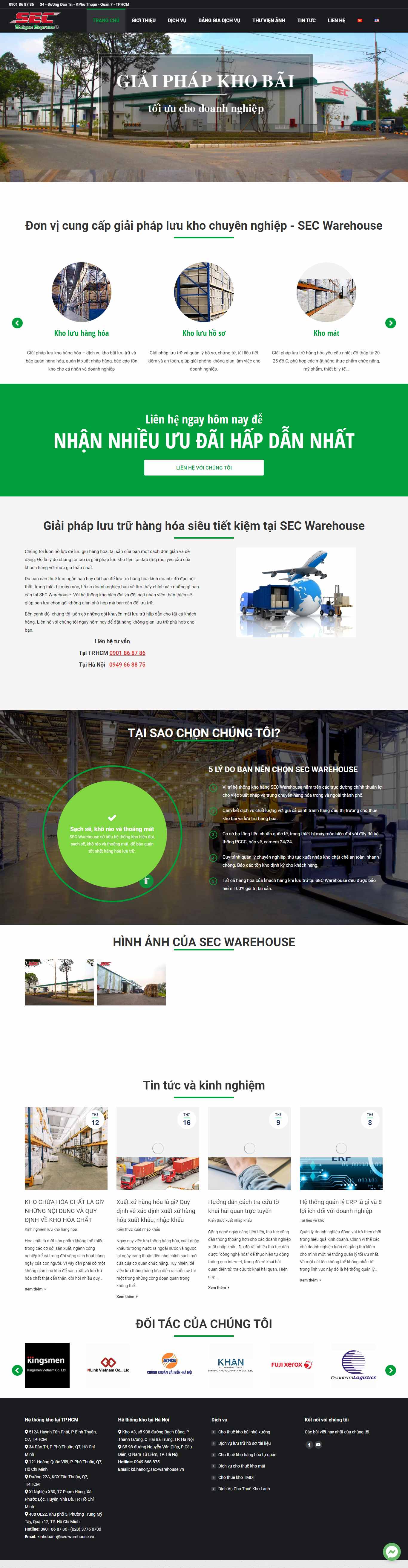 Thiết kế Website web thuê kho bãi - sec-warehousevn