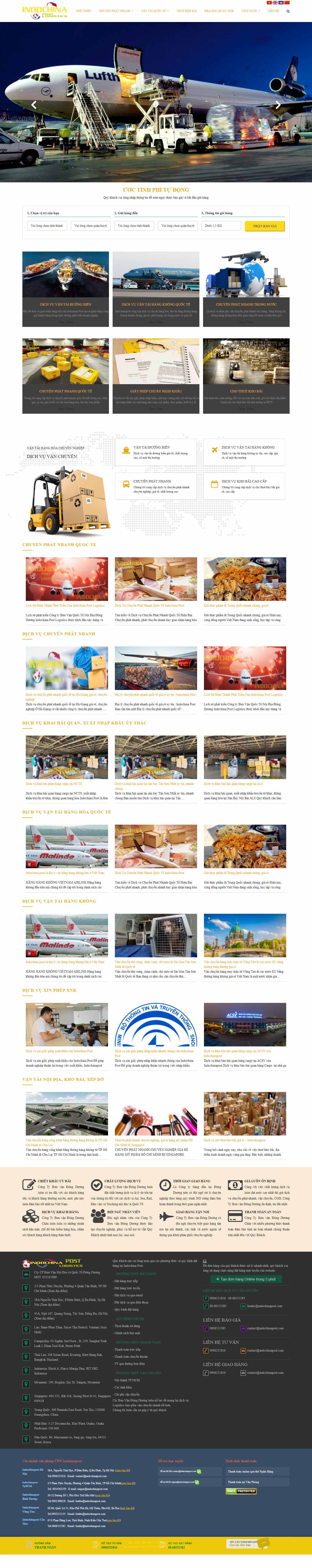 Thiết kế Website web thuê kho bãi - indochinapostcom