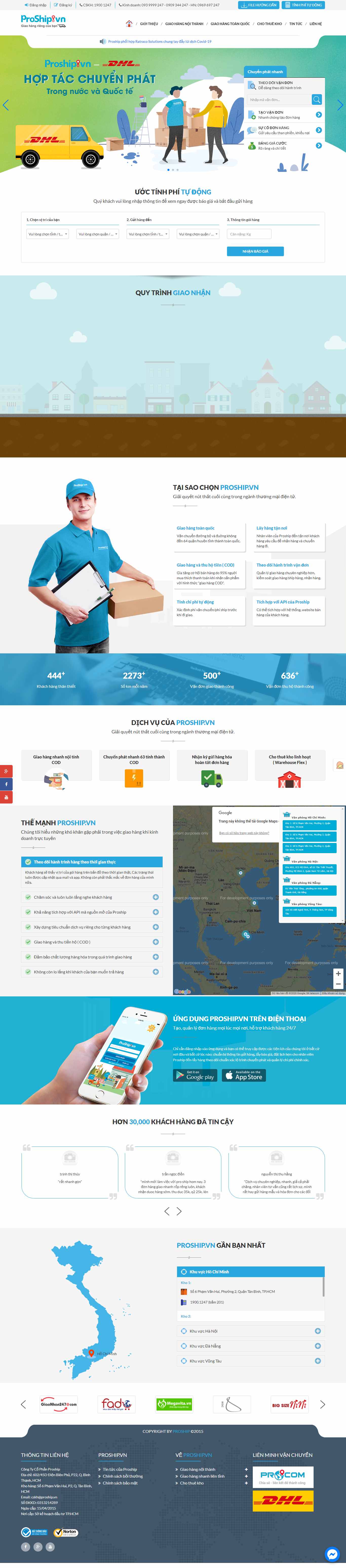 Thiết kế Website web thuê kho bãi - proshipvn