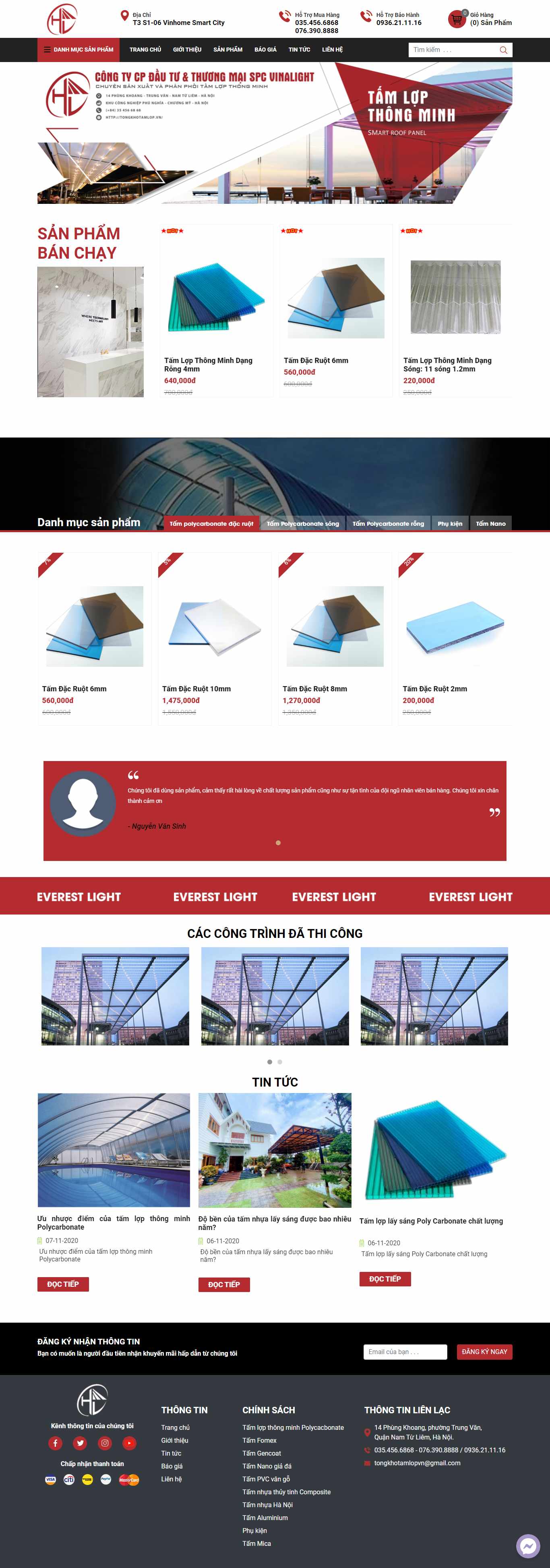 Thiết kế Website web tấm lợp thông minh - tamnhuathongminhcomvn