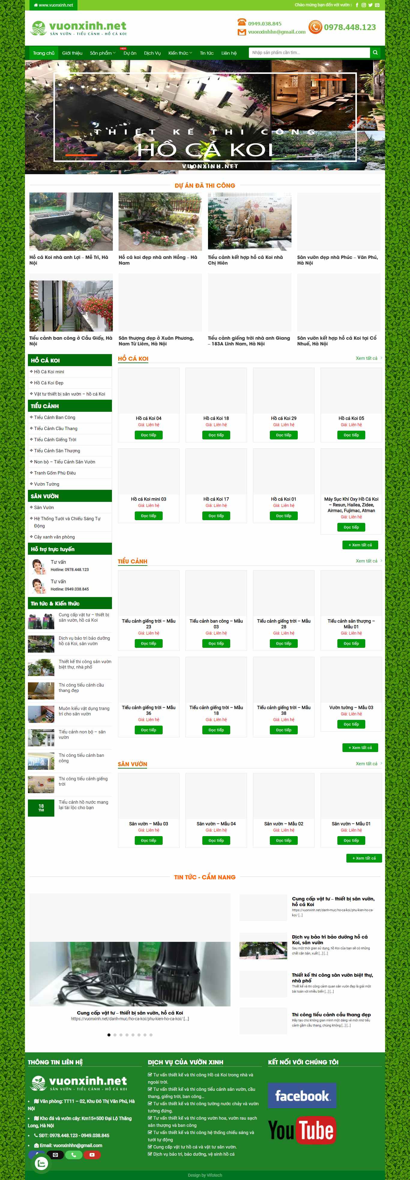 Thiết kế Website web tiểu cảnh sân vườn - vuonxinhnet