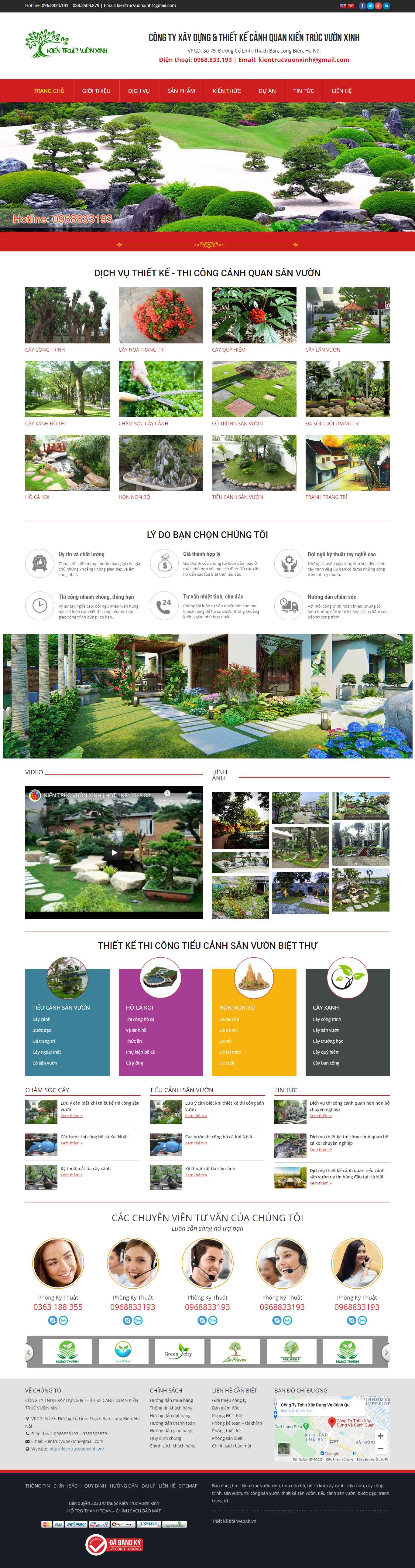 Thiết kế Website web tiểu cảnh sân vườn - kientrucvuonxinhvn