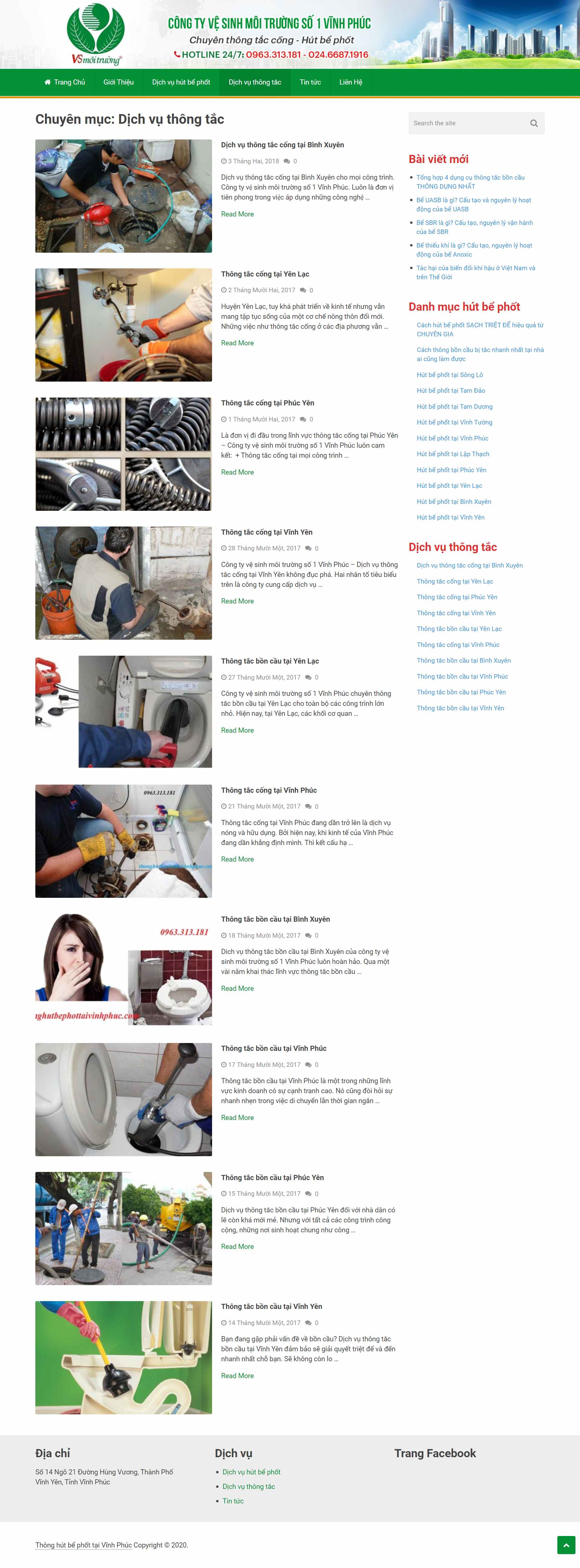 Thiết kế Website web thông tắc cống - thonghutbephottaivinhphuccom