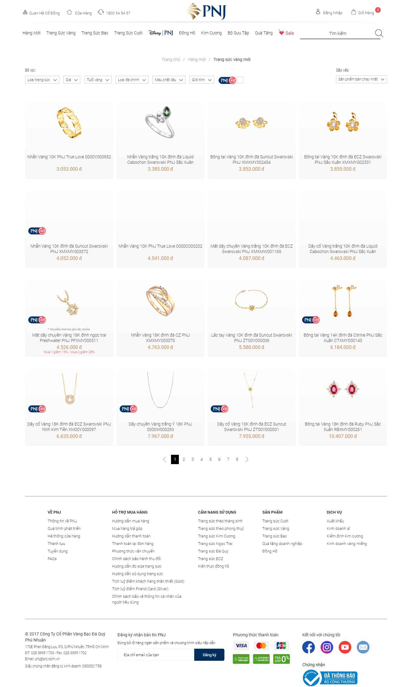 Thiết kế Website web trang sức - wwwpnjcomvn