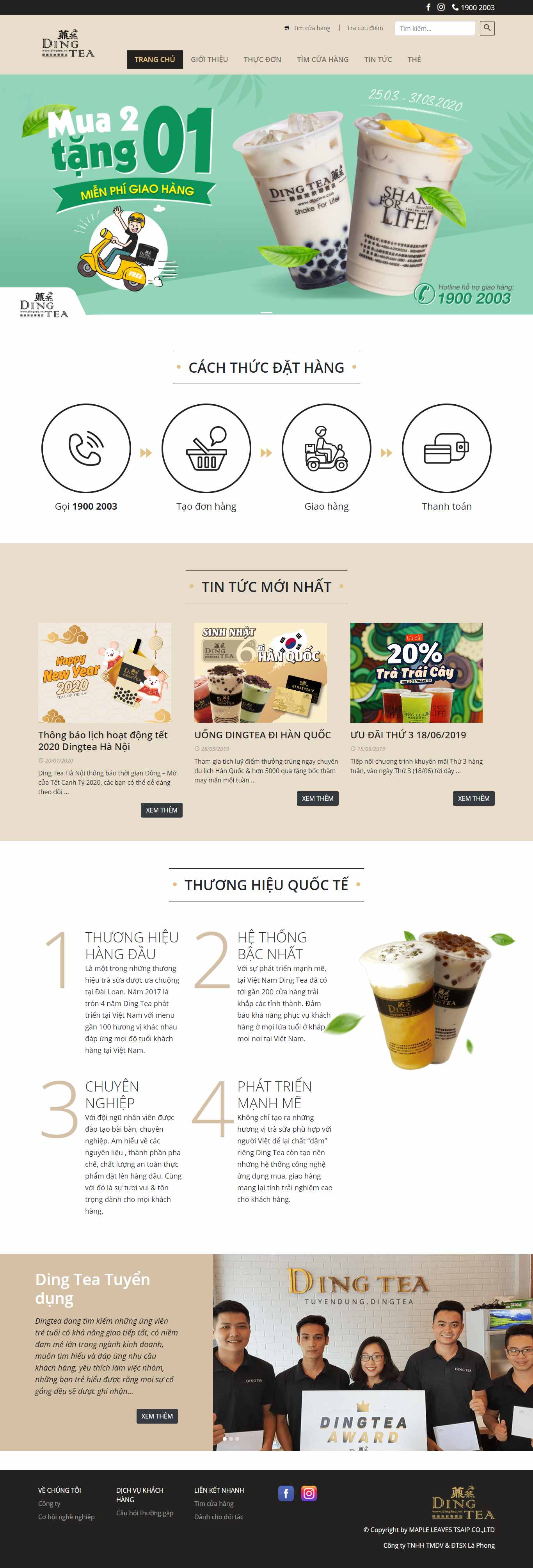 Thiết kế Website web trà sữa - dingteavn