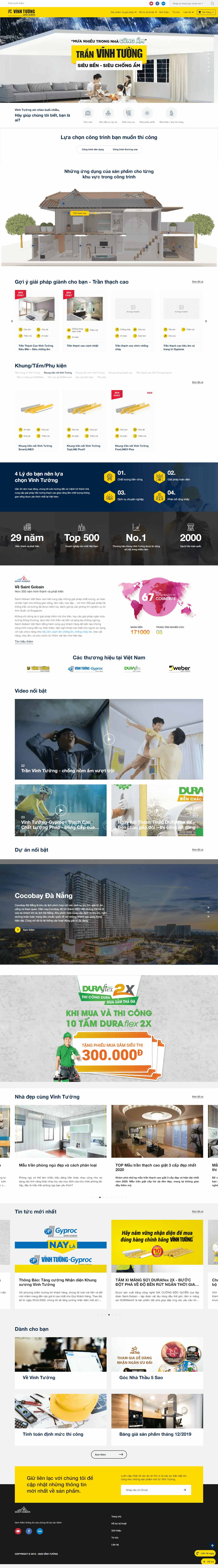 Thiết kế Website web thạch cao tự nhiên - vinhtuongcom