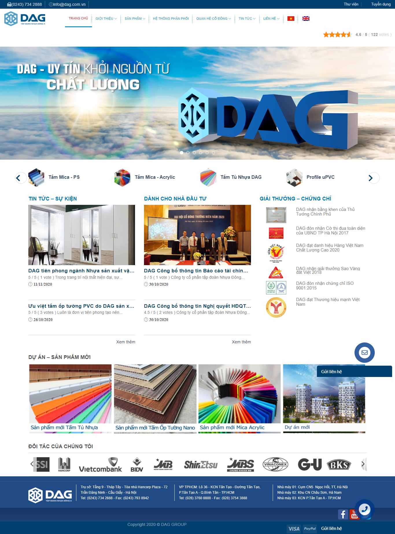 Thiết kế Website web thạch cao tự nhiên - wwwdagcomvn