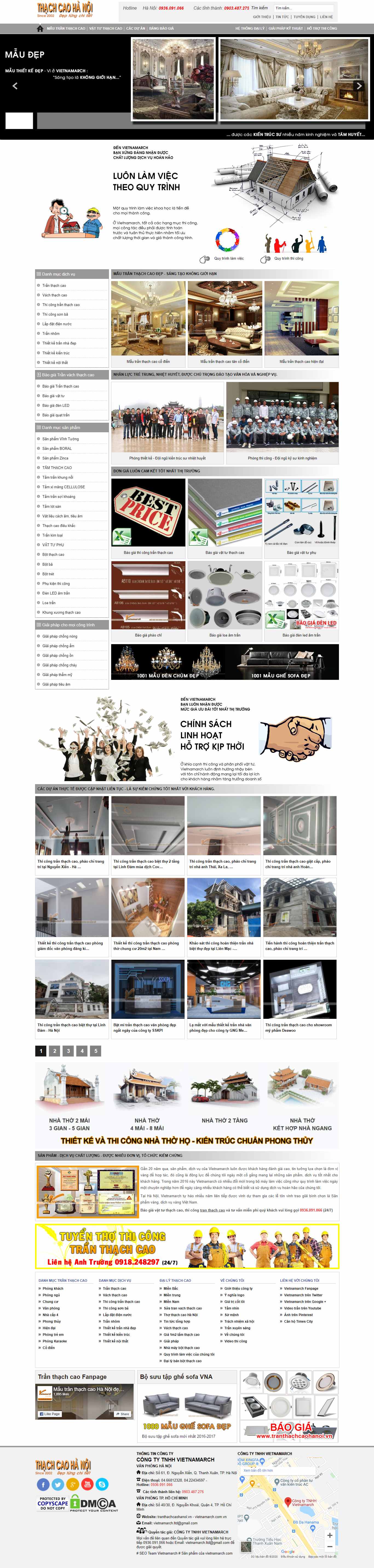 Thiết kế Website web thạch cao tự nhiên - tranthachcaohanoivn