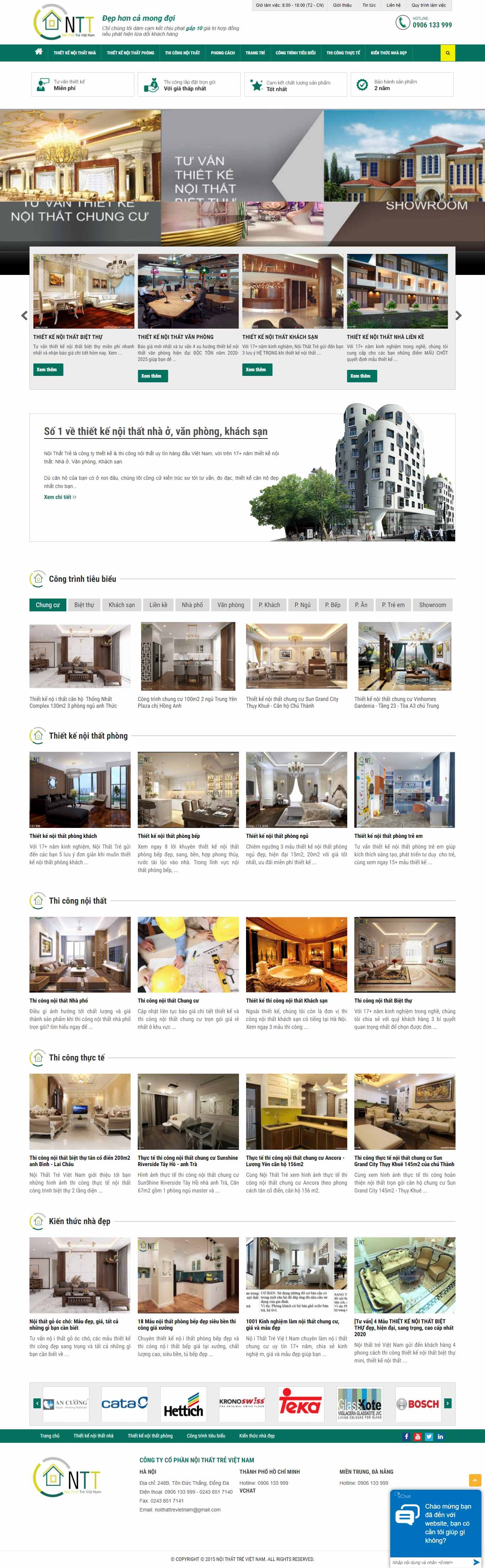 Thiết kế Website web thi công nội thất - noithattrevietnamcom