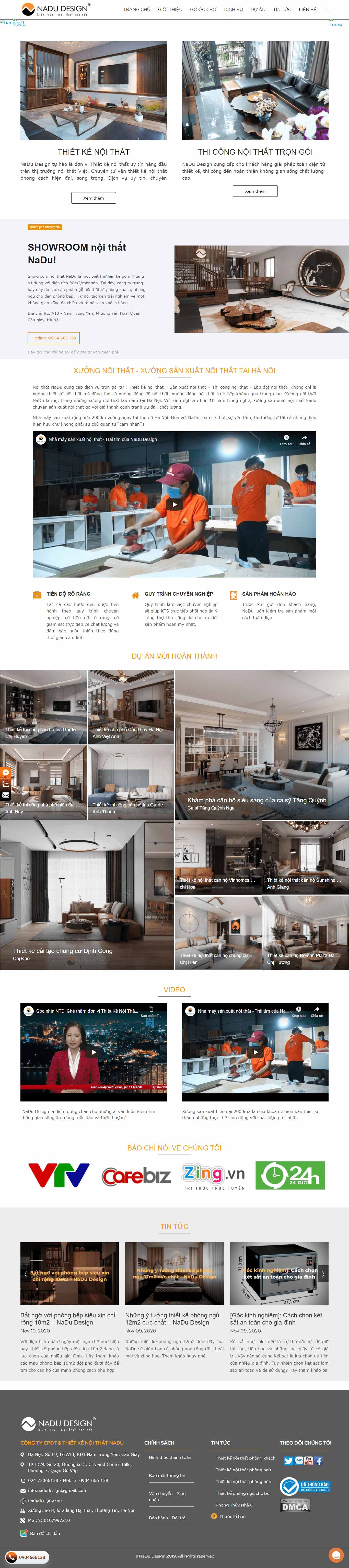 Thiết kế Website web thi công nội thất - nadudesigncom