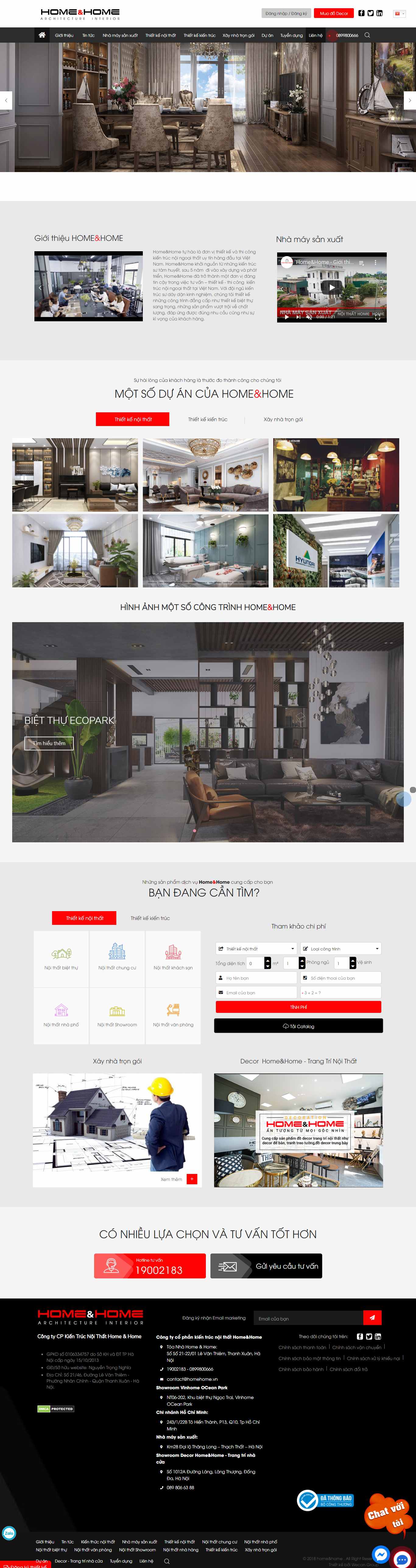 Thiết kế Website web thi công nội thất - homehomevn