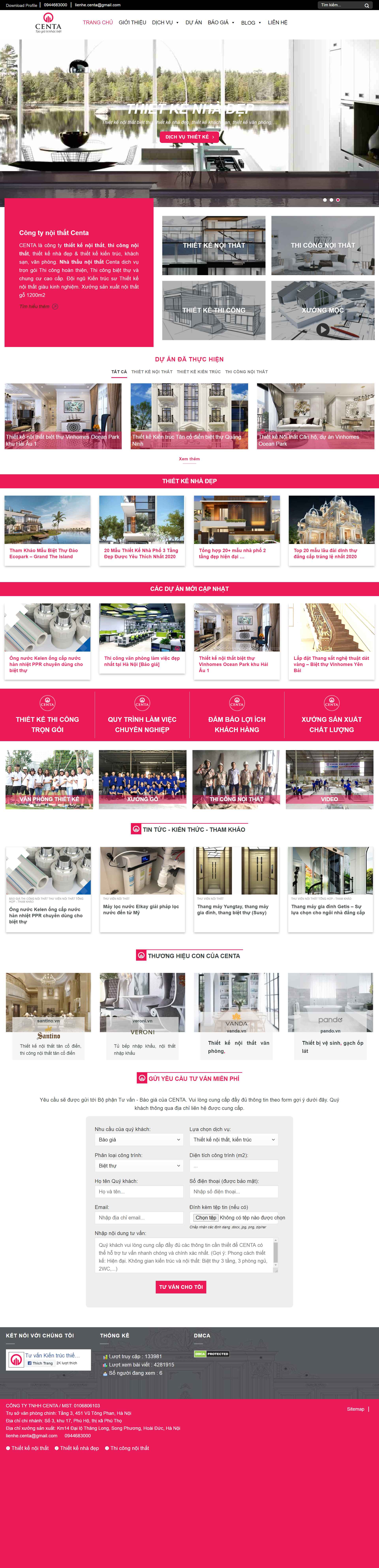Thiết kế Website web thi công nội thất - centavn