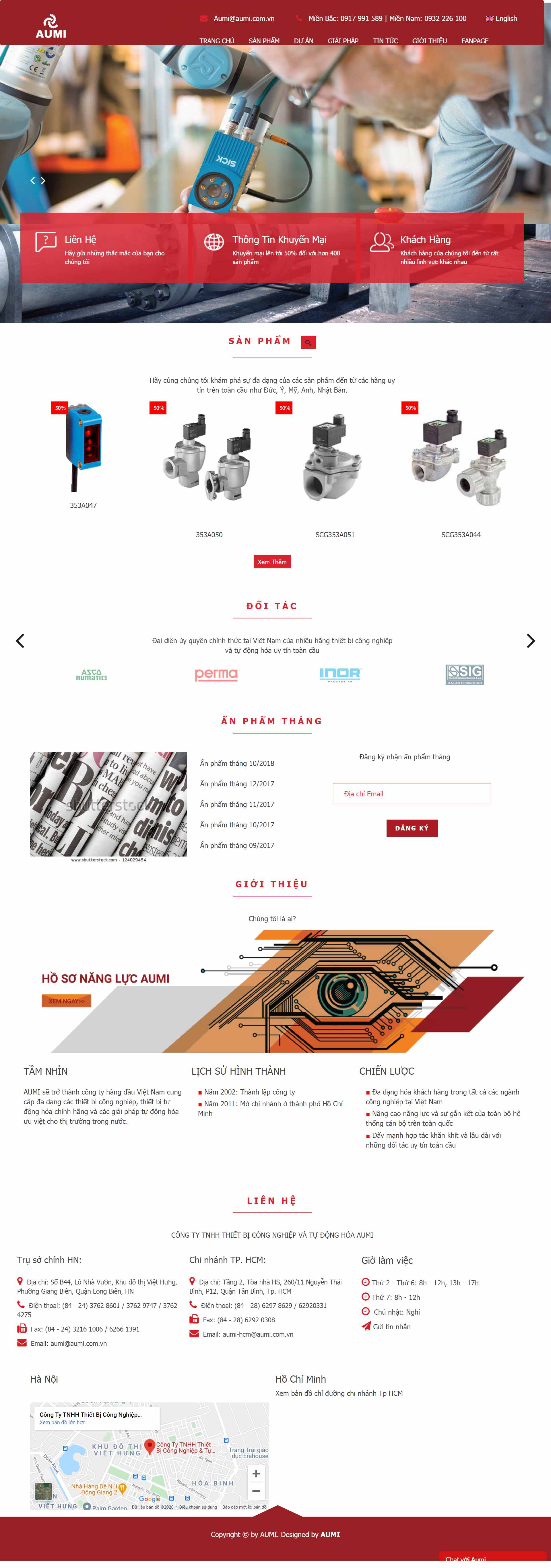 Thiết kế Website web thiết bị công nghiệp - aumicomvn