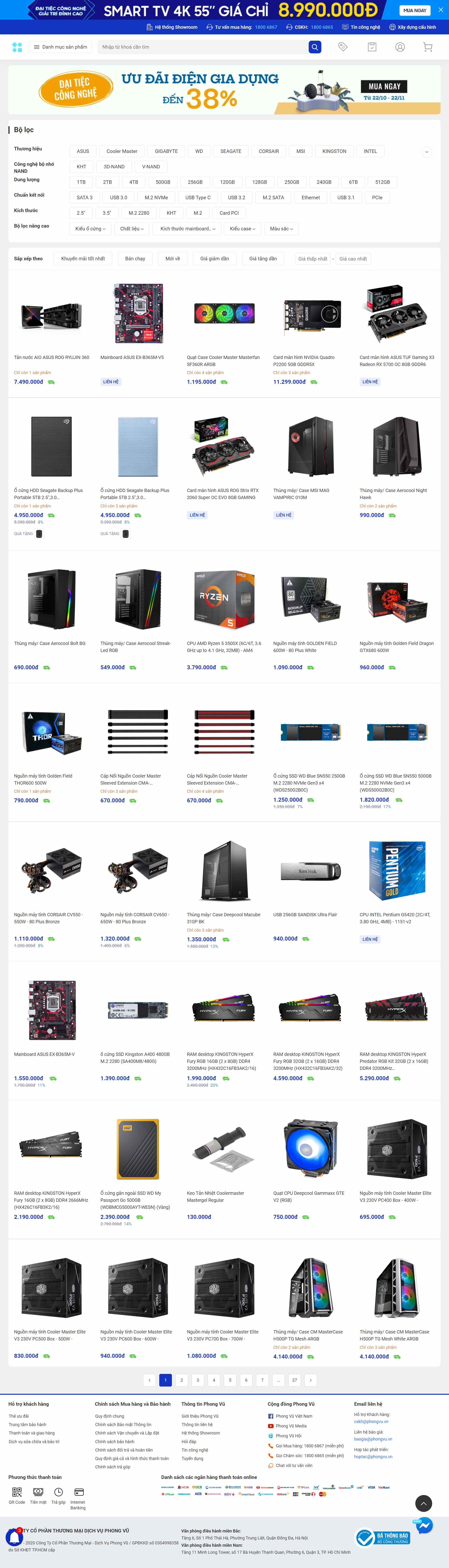 Thiết kế Website web thiết bị máy tính - phongvuvn