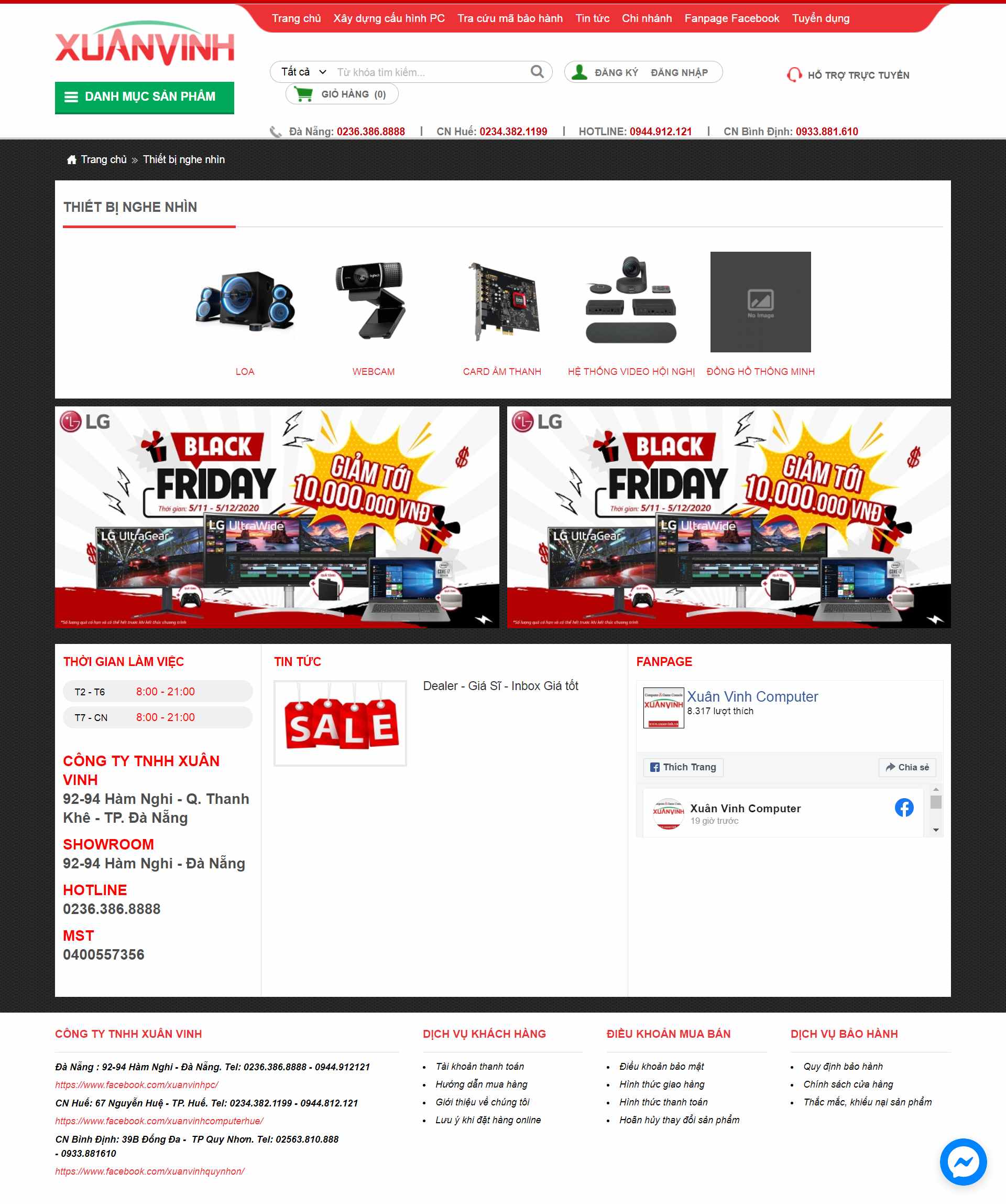 Thiết kế Website web thiết bị nghe nhìn - xuanvinhvn