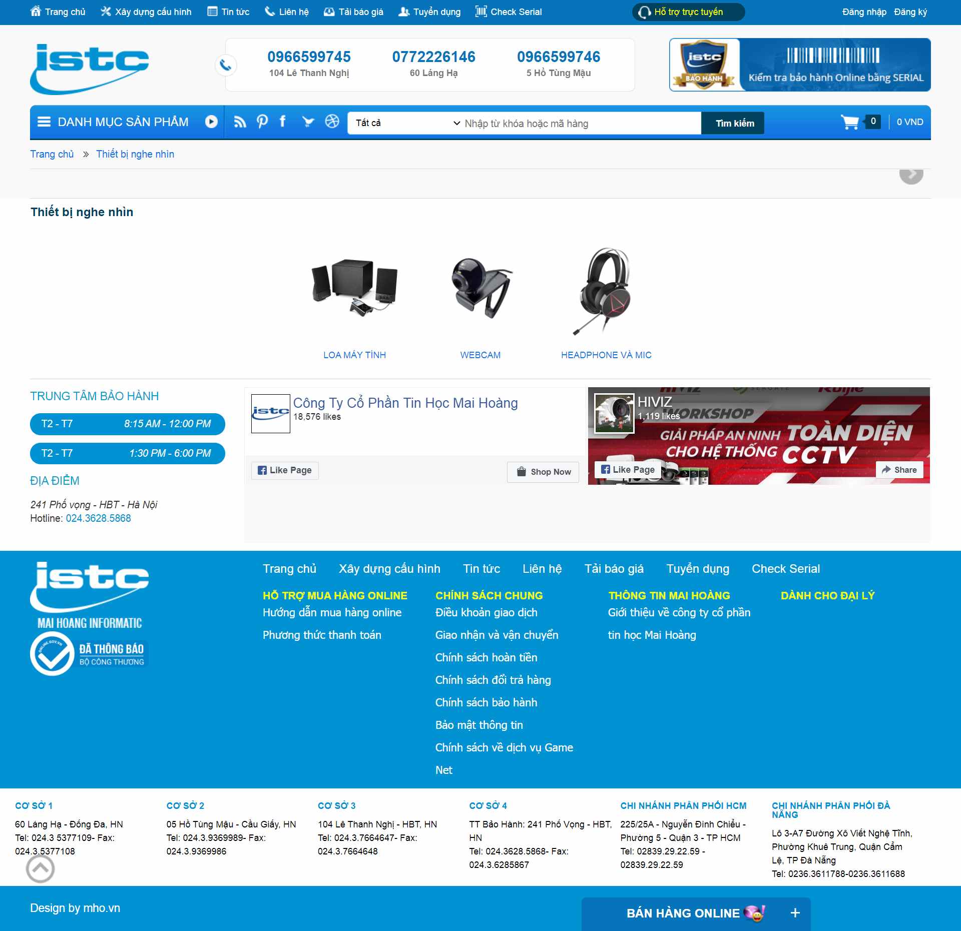 Thiết kế Website web thiết bị nghe nhìn - maihoangcomvn