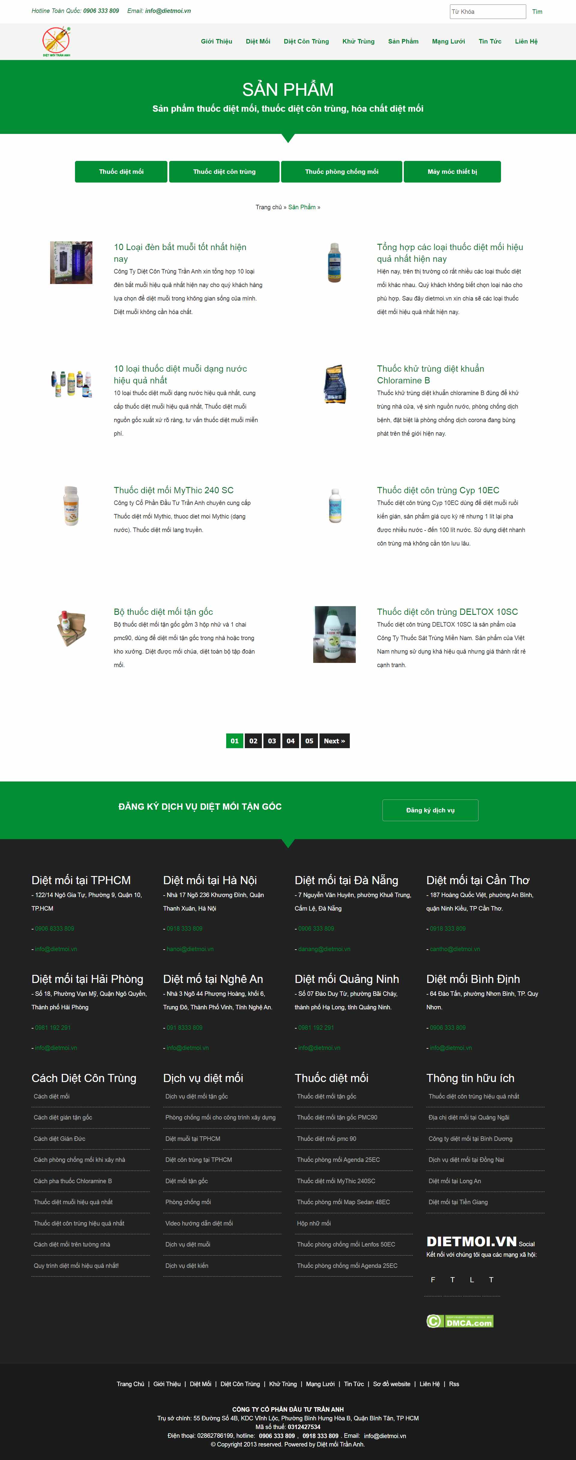 Thiết kế Website web thuốc diệt côn trùng - dietmoivn