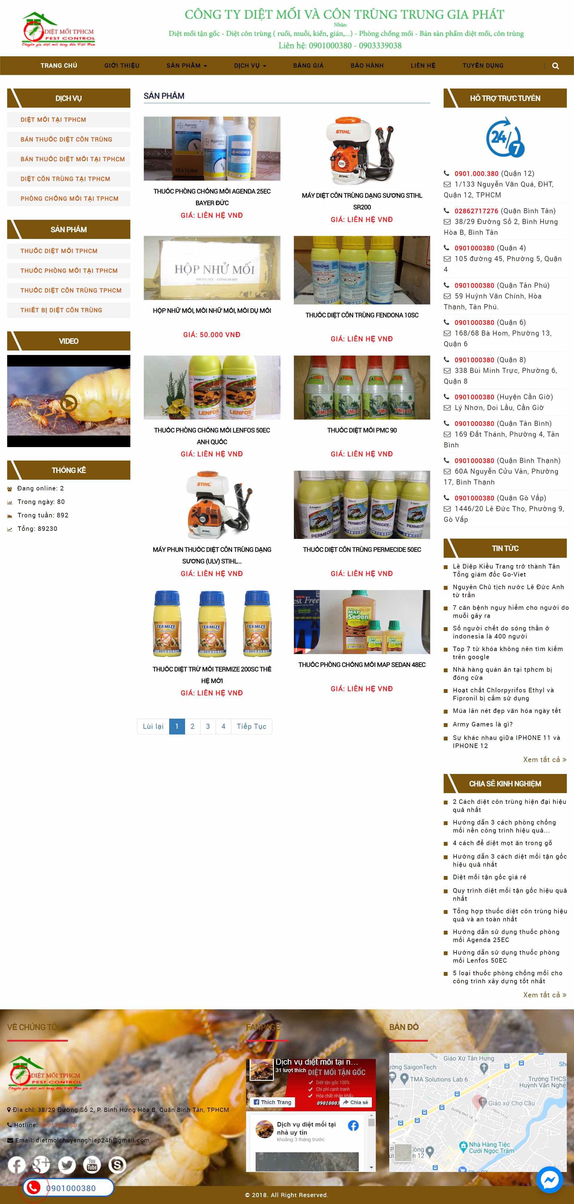 Thiết kế Website web thuốc diệt côn trùng - dietmoitaitphcmnet