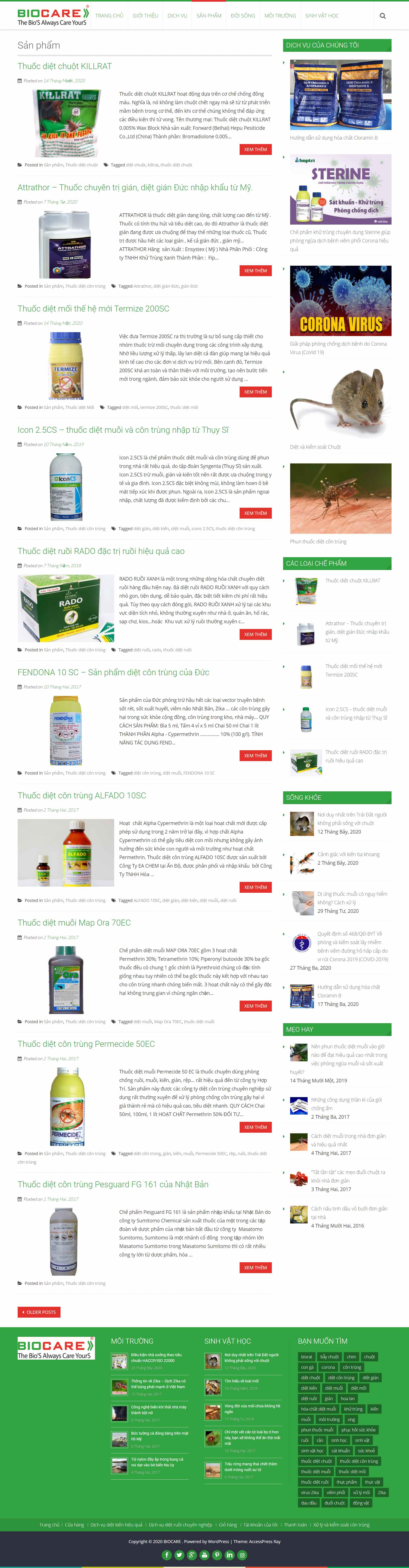 Thiết kế Website web thuốc diệt côn trùng - biocarevn