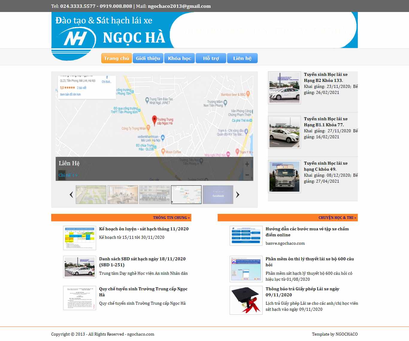 Thiết kế Website web trung tâm lái xe - ngochacocom
