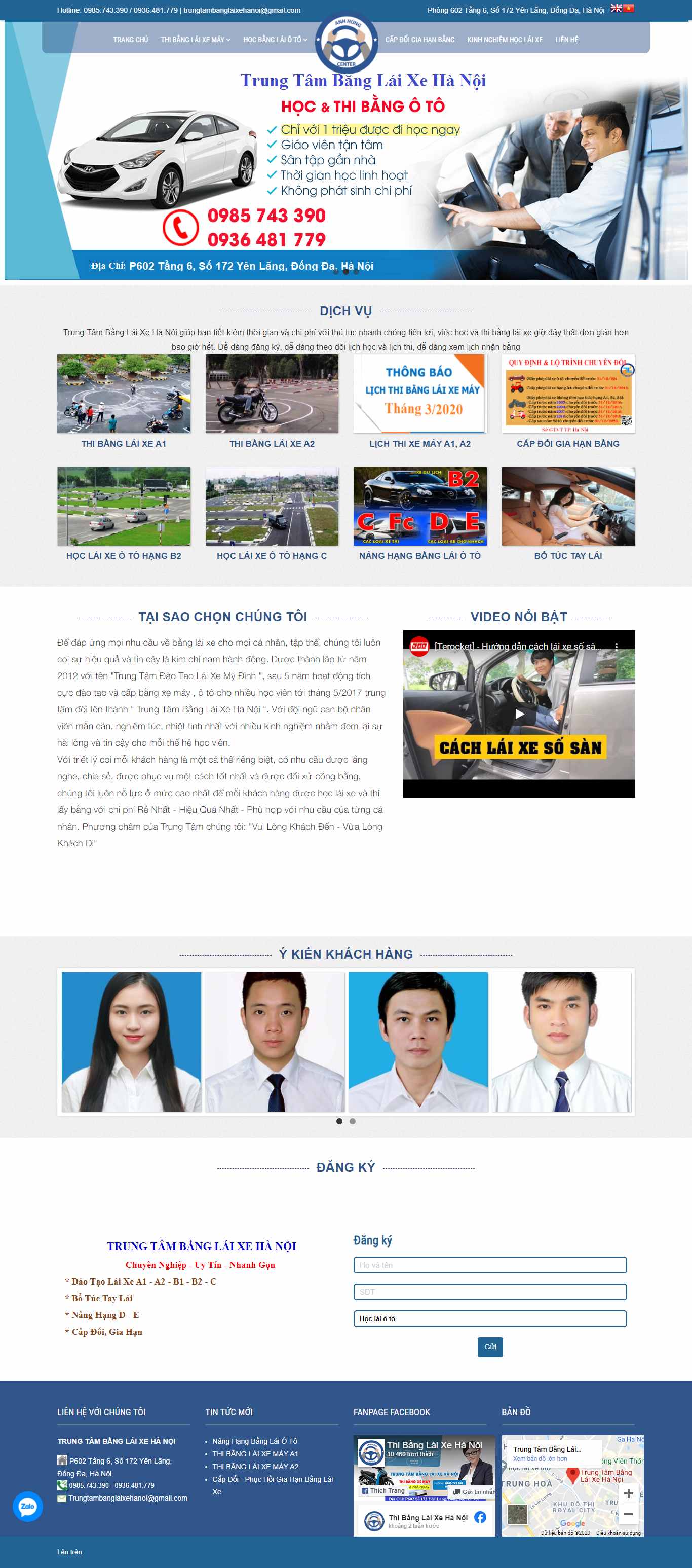 Thiết kế Website web trung tâm lái xe - trungtambanglaixehanoicom
