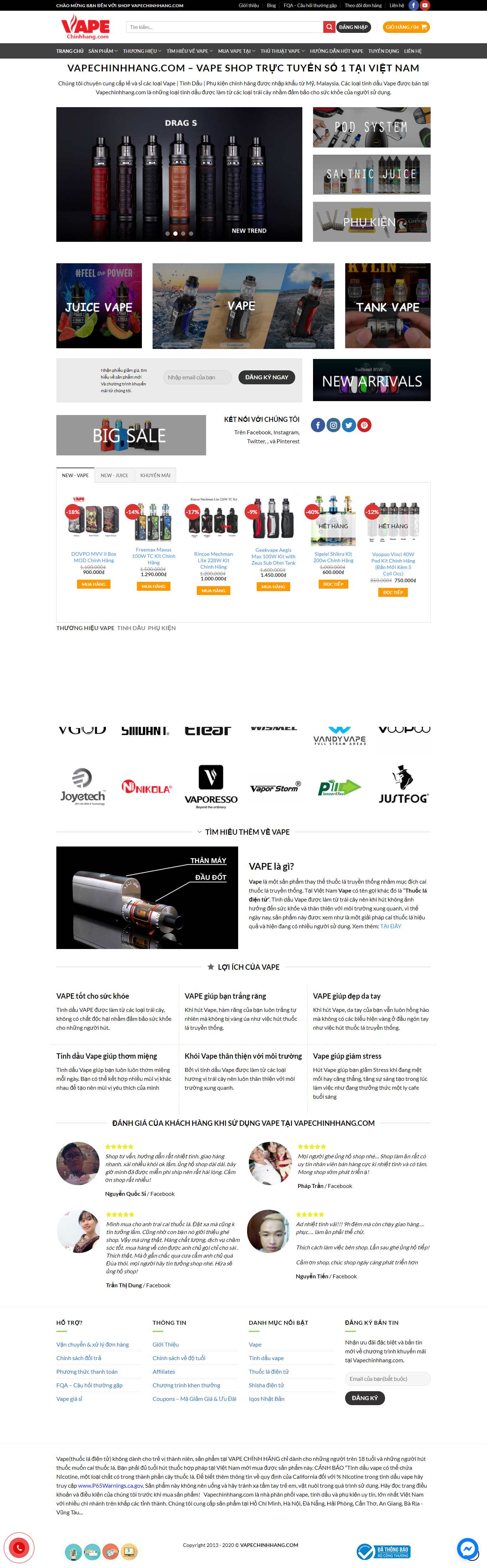 Thiết kế Website web thuốc lá điện tử - vapechinhhangcom