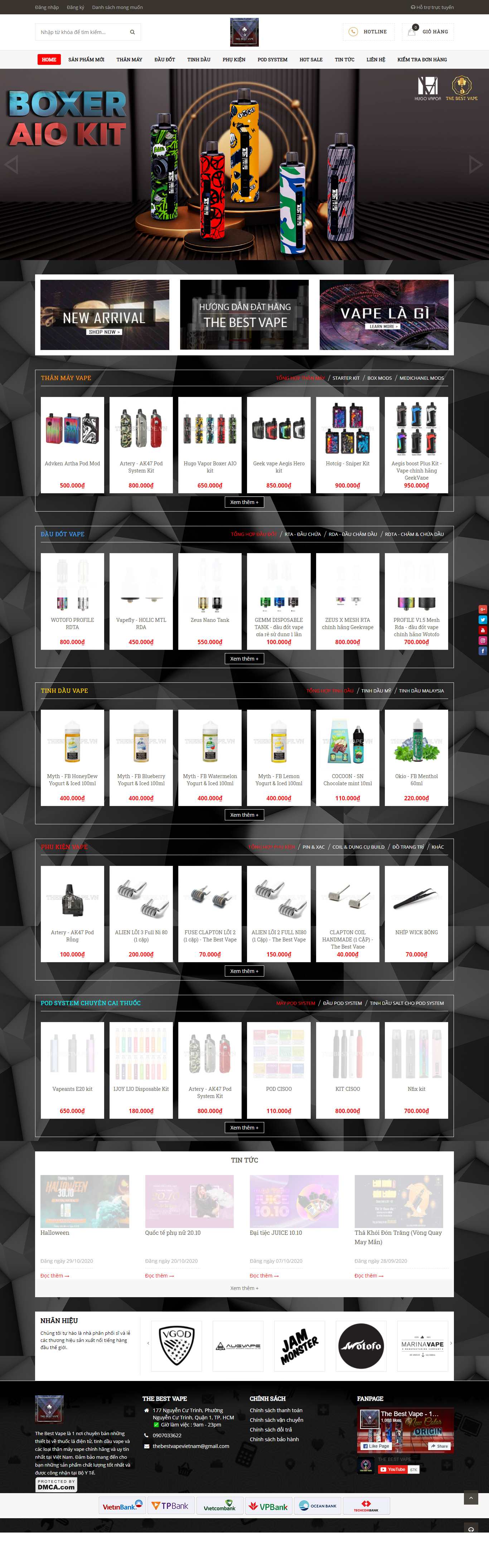 Thiết kế Website web thuốc lá điện tử - thebestvapevn