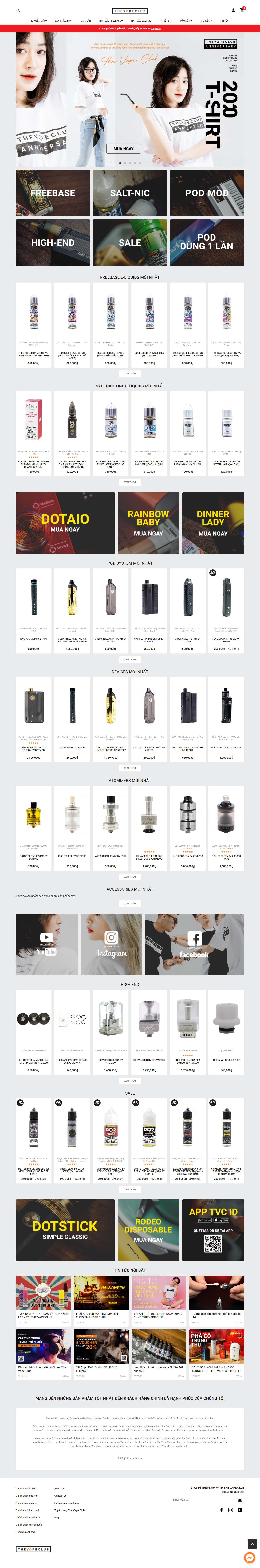 Thiết kế Website web thuốc lá điện tử - thevapeclubvn
