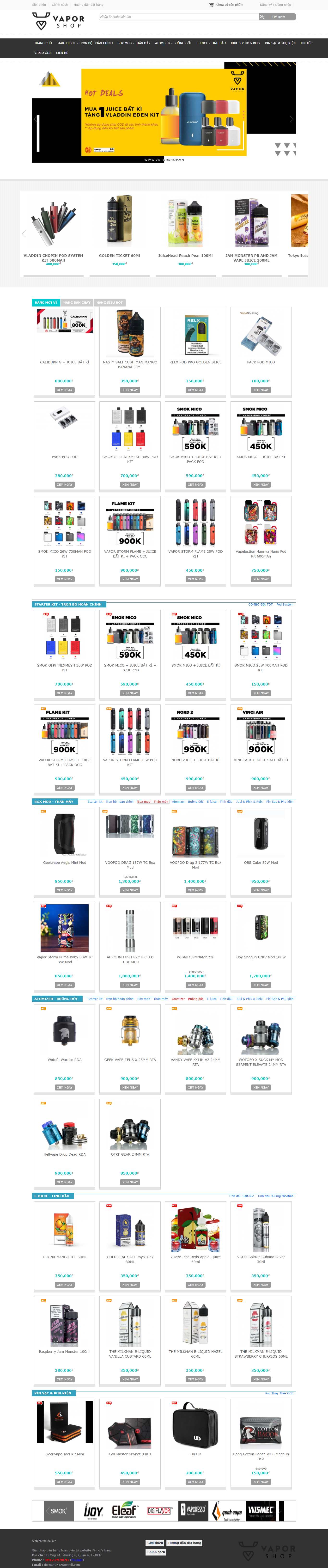 Thiết kế Website web thuốc lá điện tử - vaporshopcomvn