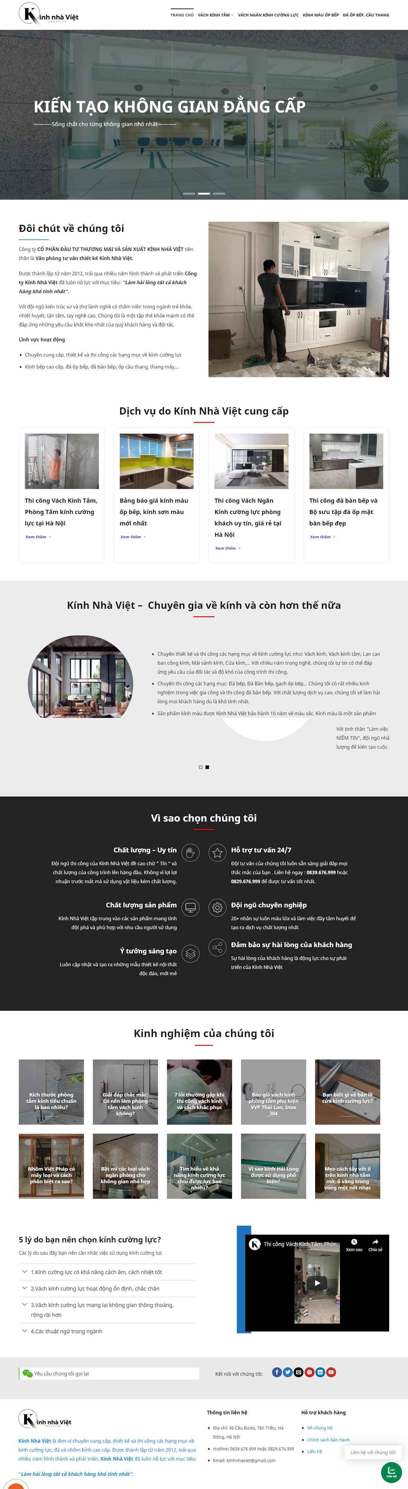 Thiết kế Website web vách ngăn cửa sở - kinhnhavietcom